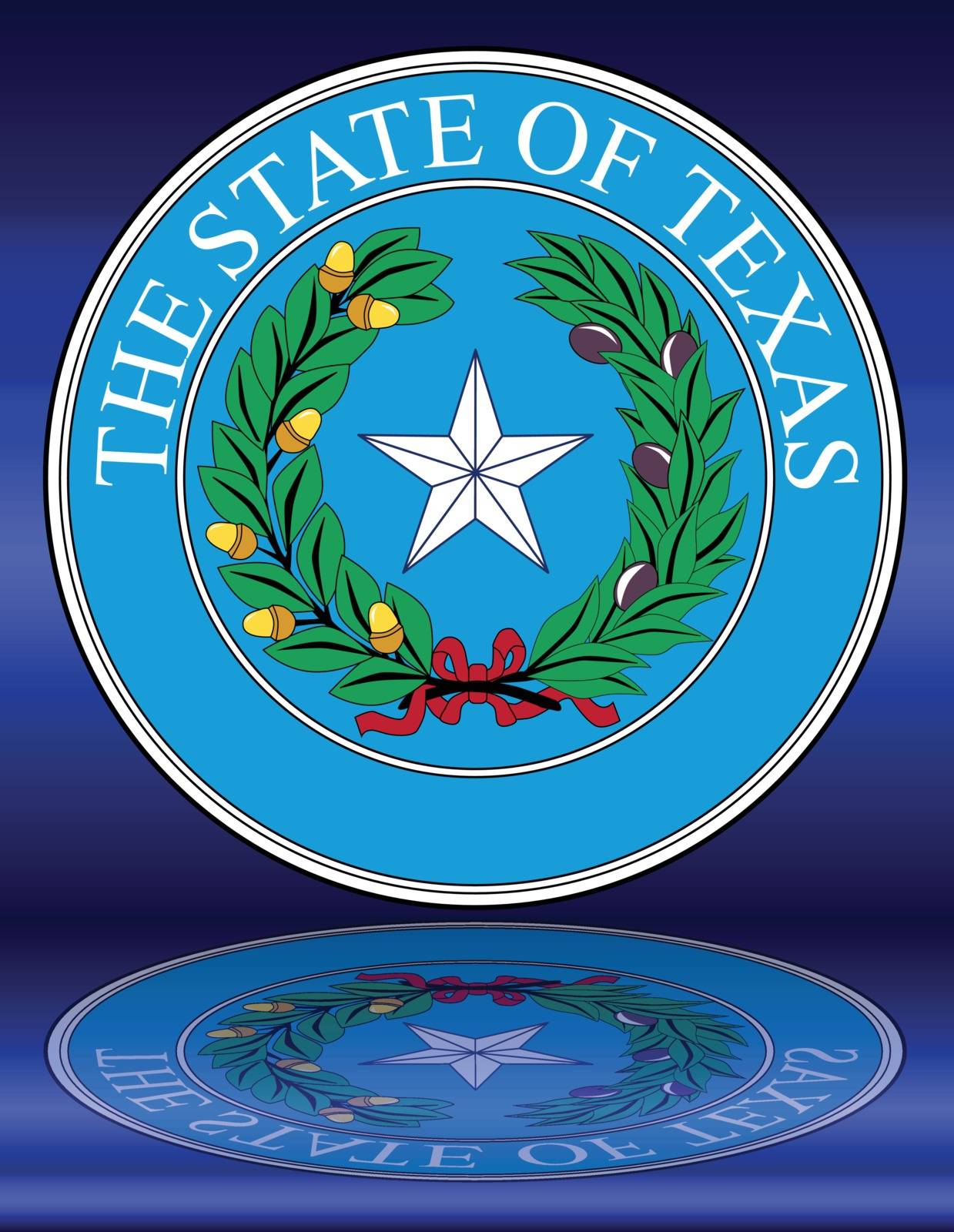 The seal of the United Steas of American state TEXAS with reflection