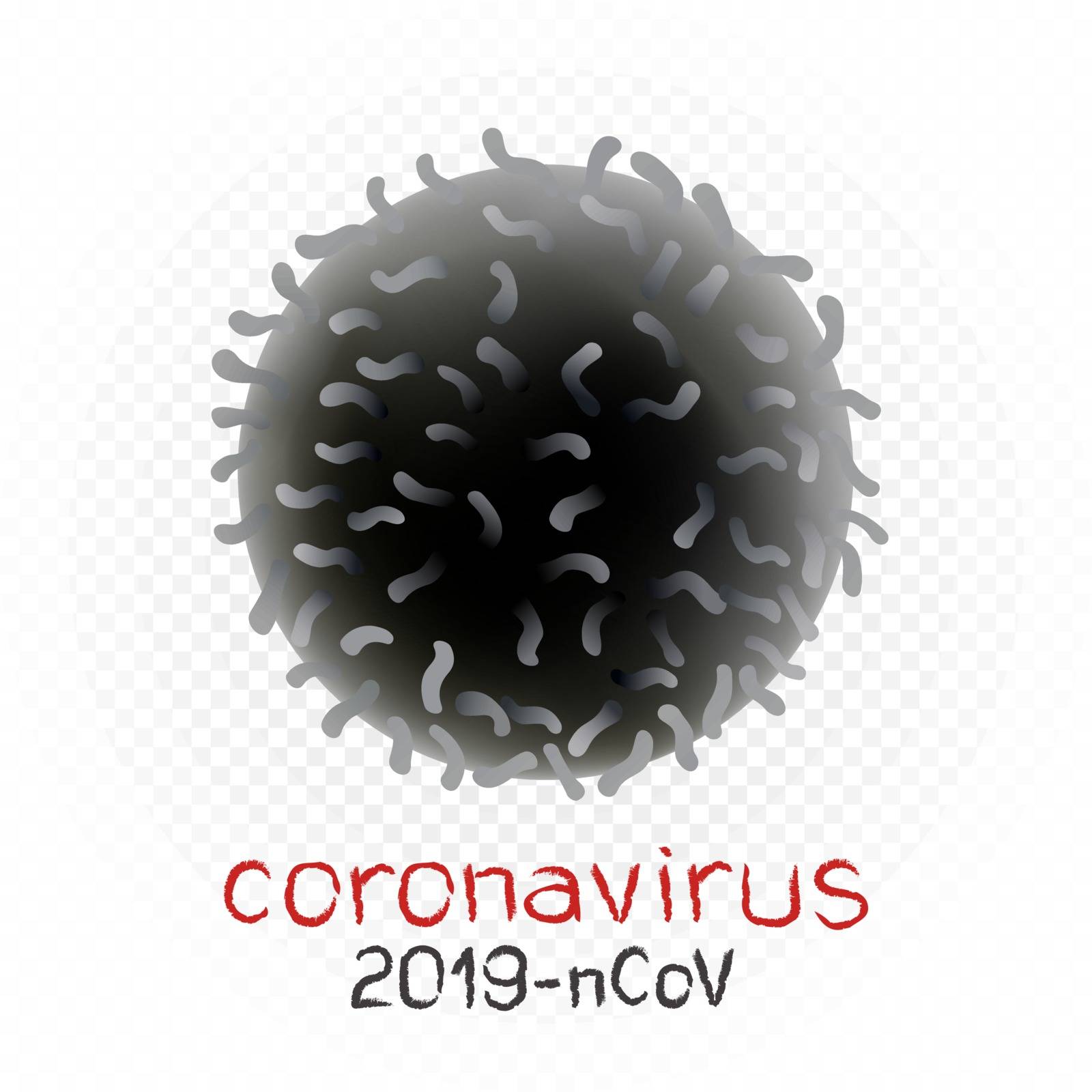 Coronavirus ign symbol illustration on white transparent background. 2019-nCoV virus microbe infection organism under the microscope
