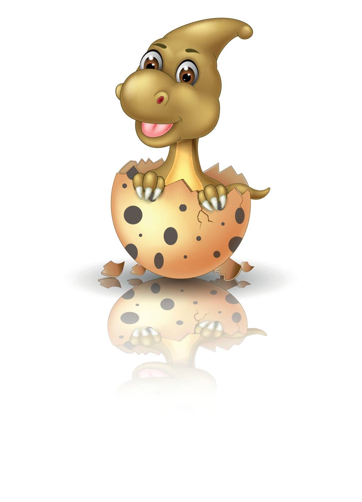 Little Brown Dhinosaur In Brown Cracked Egg Cartoon for your design