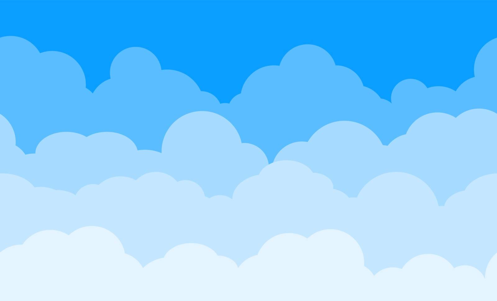 Cloud pattern. Blue sky with clouds. Cartoon cloudscape vector background. by Elena_Garder