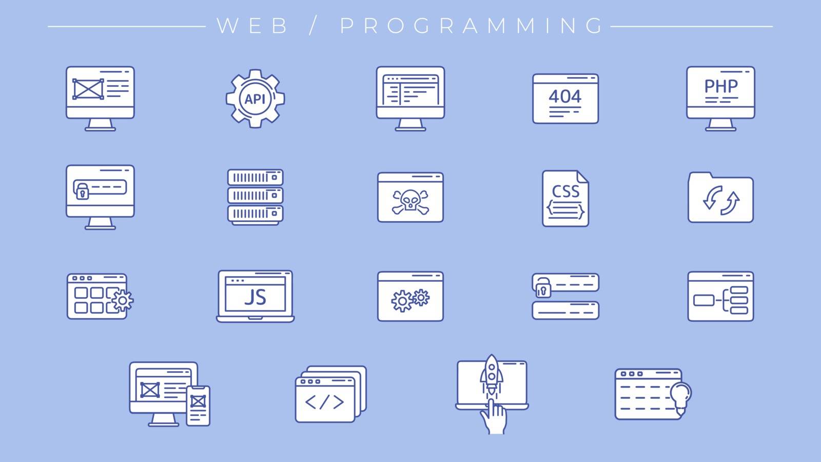 Web and Programming concept line style vector icons set by ConceptCafe