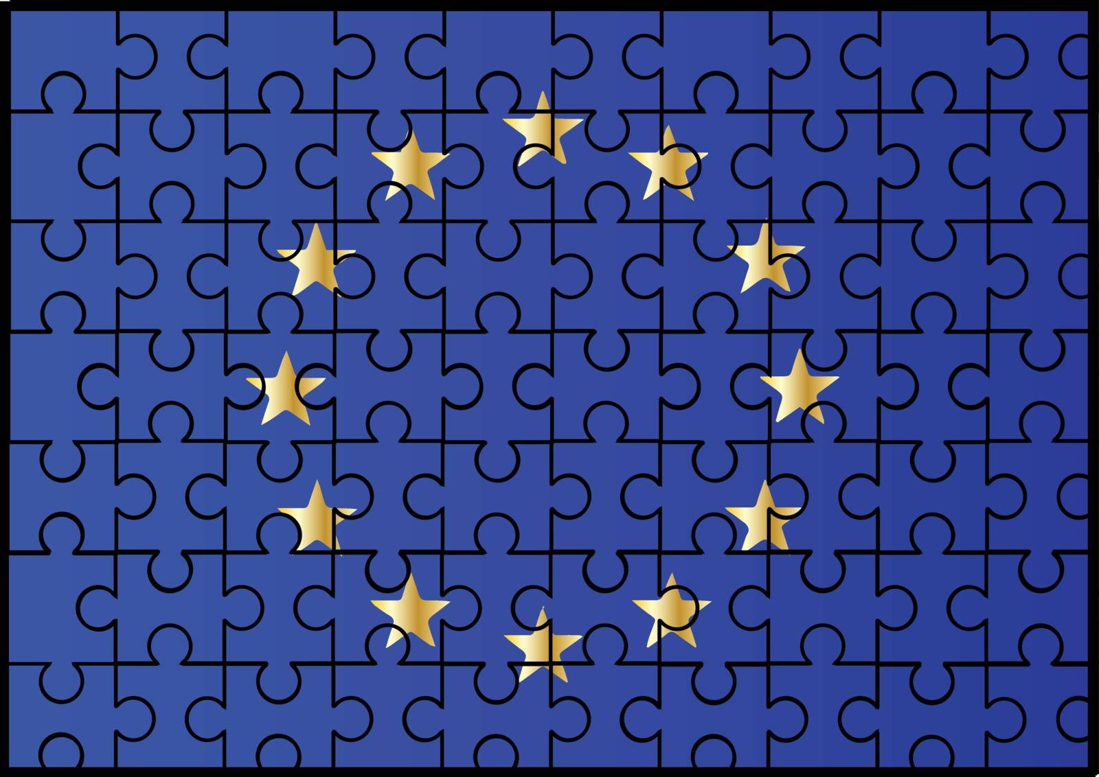 The European Union EU flag with a jigsaw overlay
