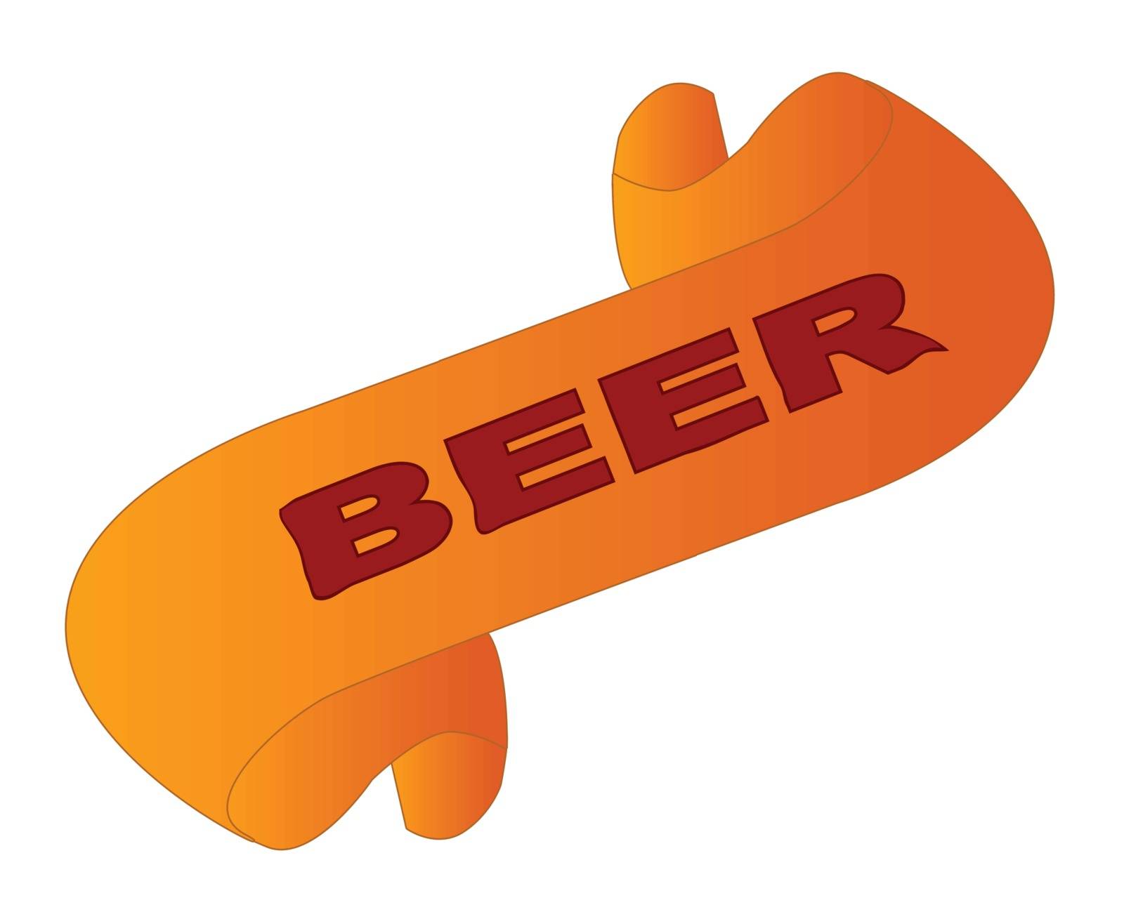 A parchment scroll with the words Beer all over a white background