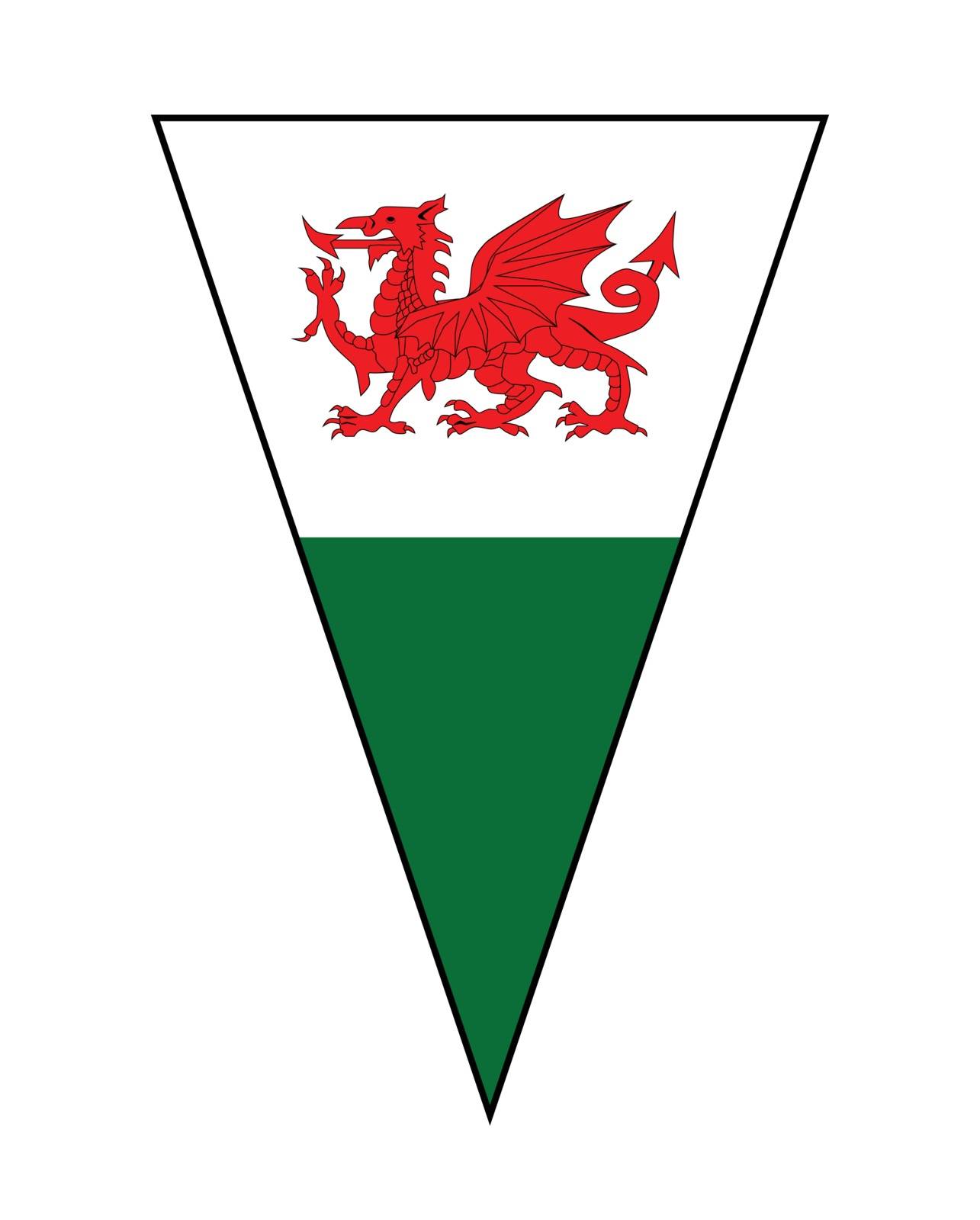 The Welsh Flag as part of a bunting