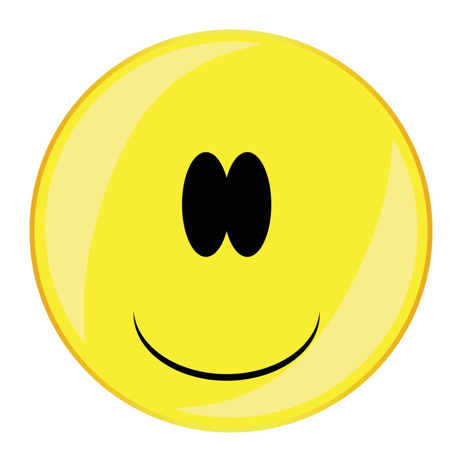 A silly stupid happy smile face button isolated on a white background