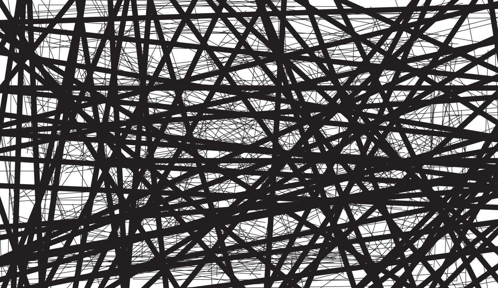 A black wire tangle background over a white backdrop