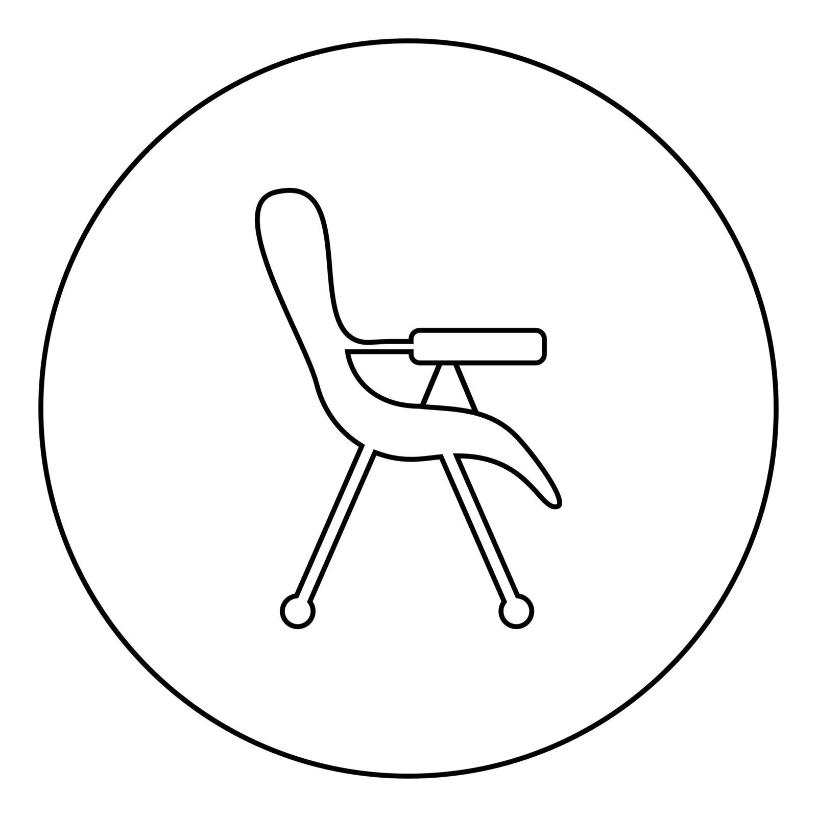 Feeding chair icon in circle round outline black color vector illustration flat style image by serhii435
