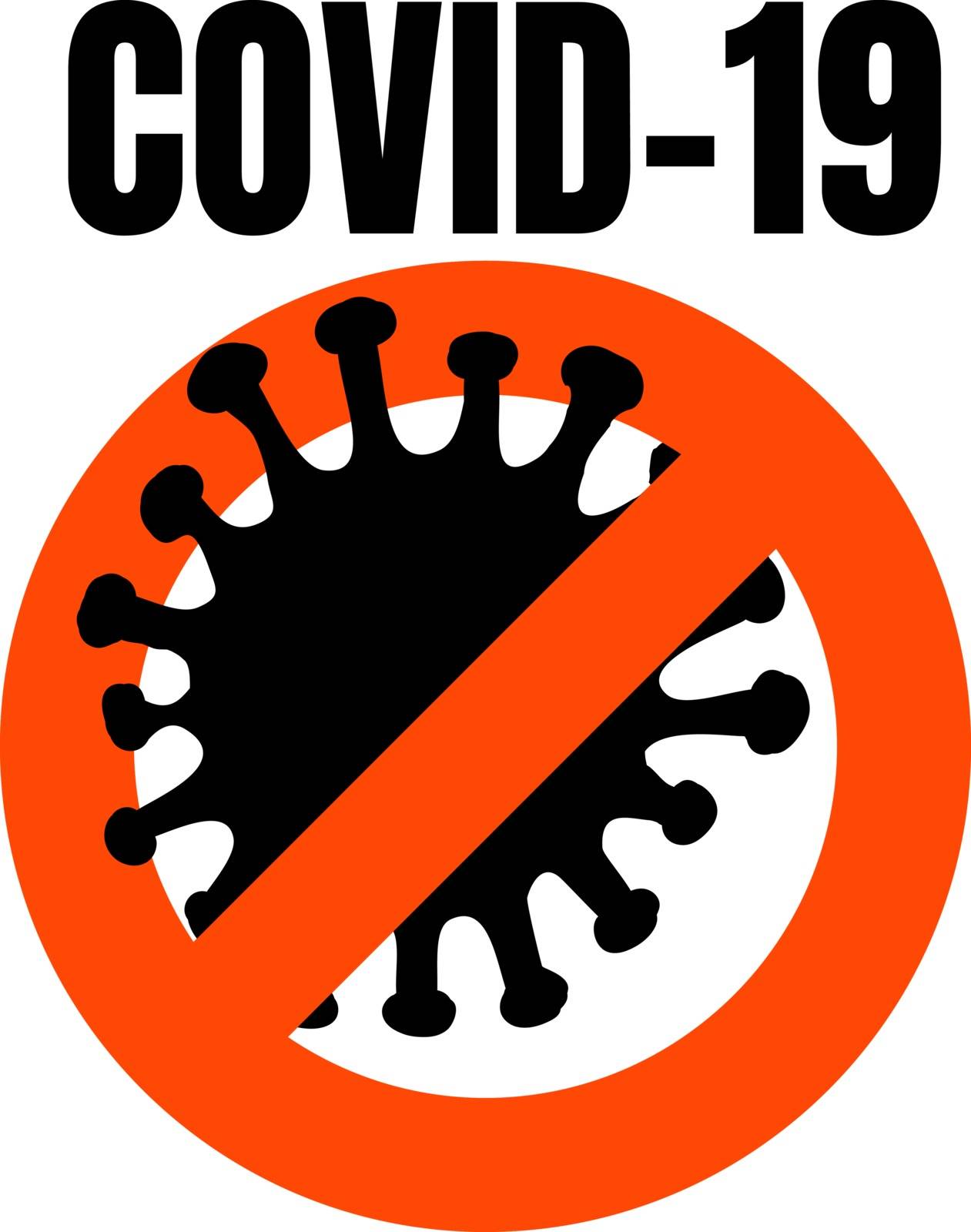 Abstract virus strain model coronavirus 2019-nCoV COVID-19 MERS-Cov Novel coronavirus crossed out with red STOP sign