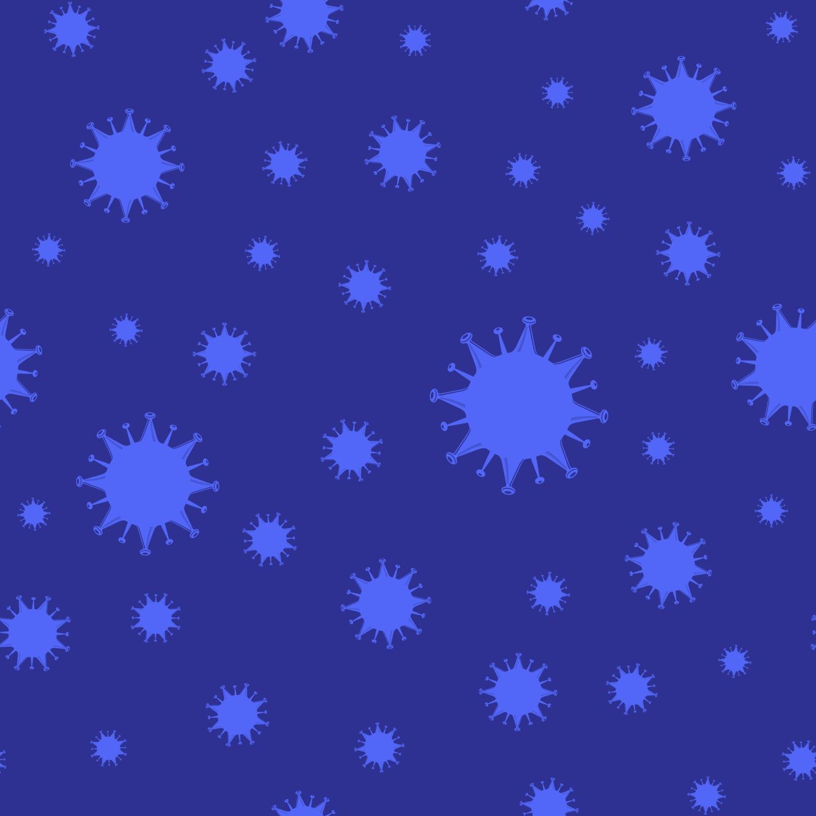 Stop Pandemic Novel Coronavirus Sign Isolated on Blue Background. Seamless Pattern.