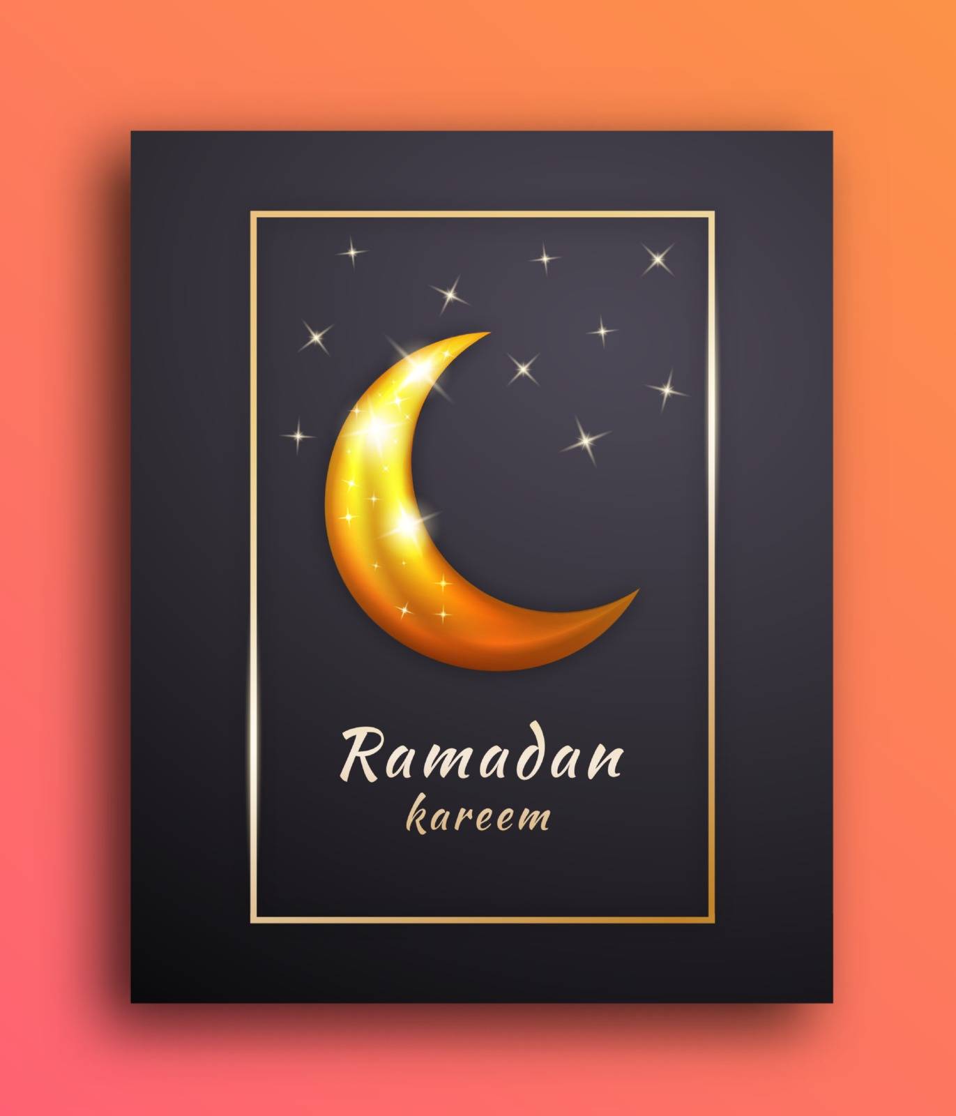 Background Frame of Ramadan Mubarak with the Moon and Shining Stars to Celebrate and Welcome the Month of Ramadan by templator