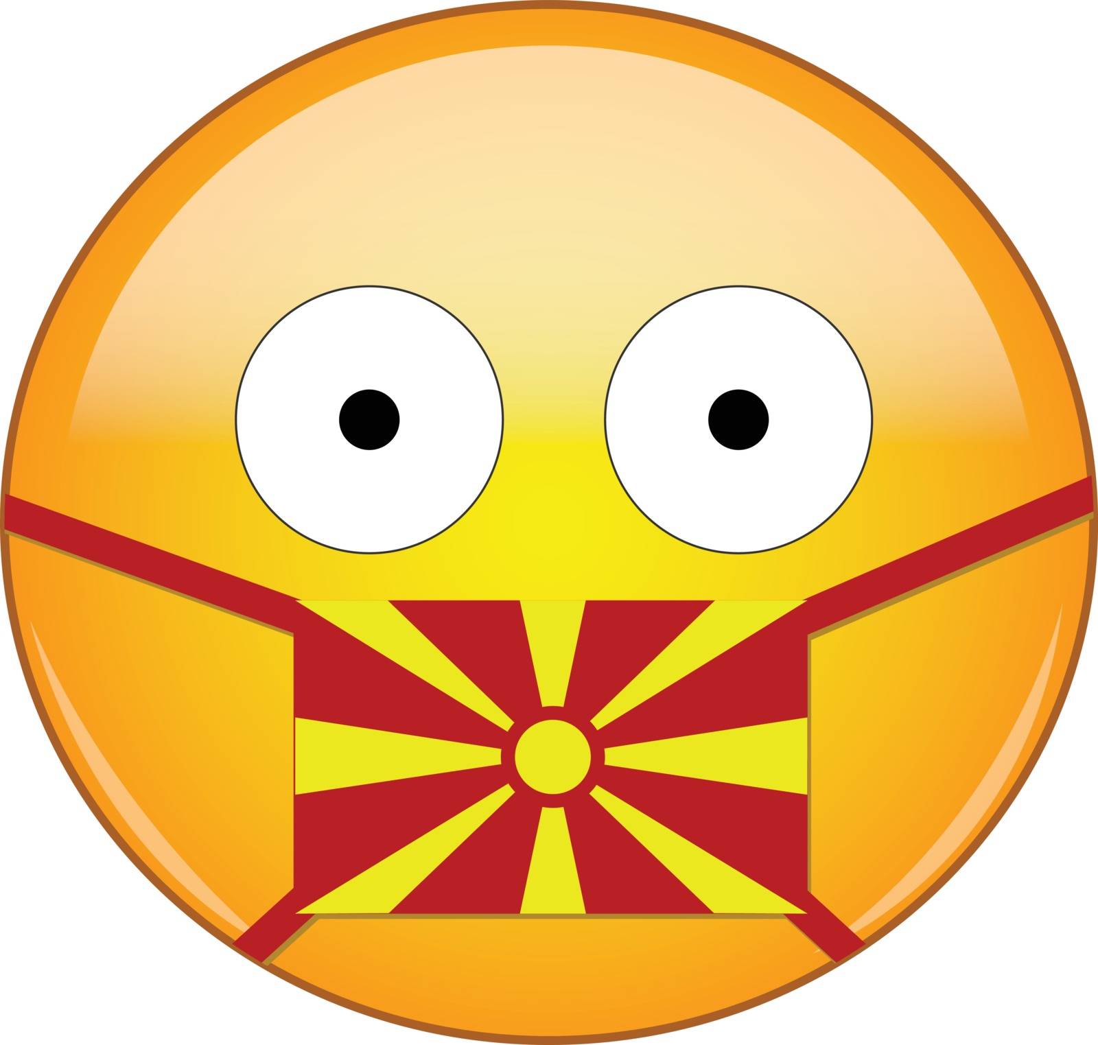 Yellow scared emoji in Macedonian medical mask protecting from SARS, coronavirus, bird flu and other viruses, germs and bacteria and contagious disease as well as air pollution in Macedonia. by Skylark