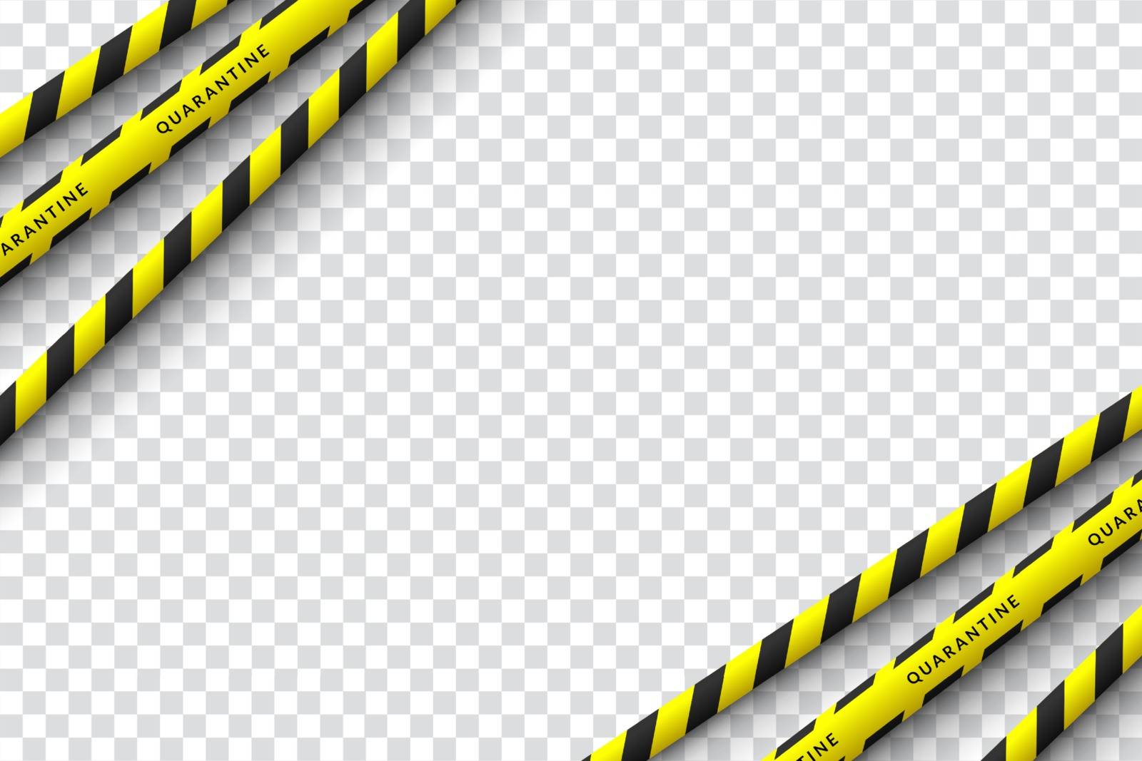 Vector design of corona virus danger warning in yellow and black stripes. Isolated with a transparent background. Limiting the area of virus, quarantine, lockdown. Biohazard sign.