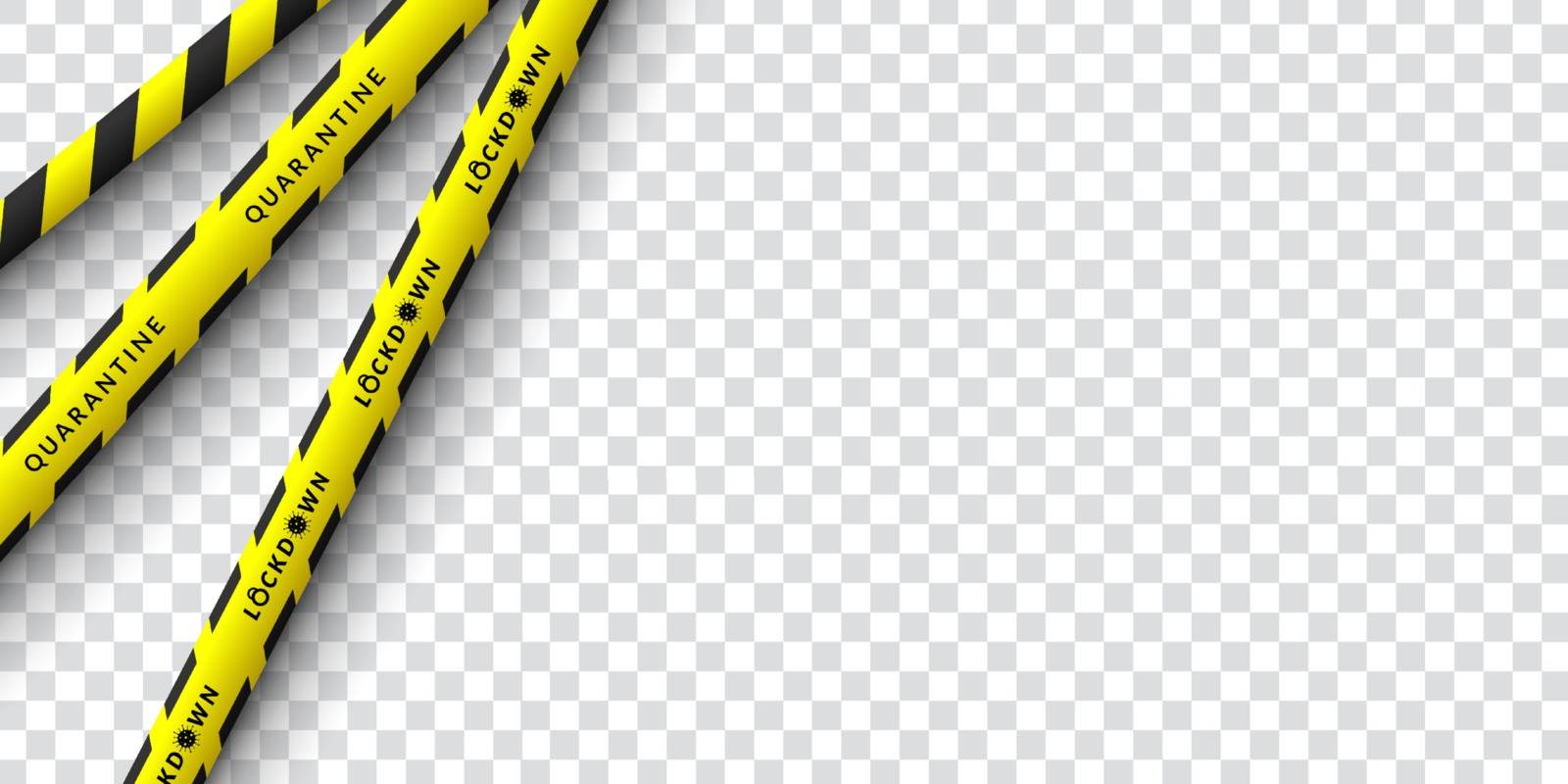 Vector design of corona virus danger warning in yellow and black stripes. Isolated with a transparent background. Limiting the area of virus, quarantine, lockdown. Biohazard sign. by templator
