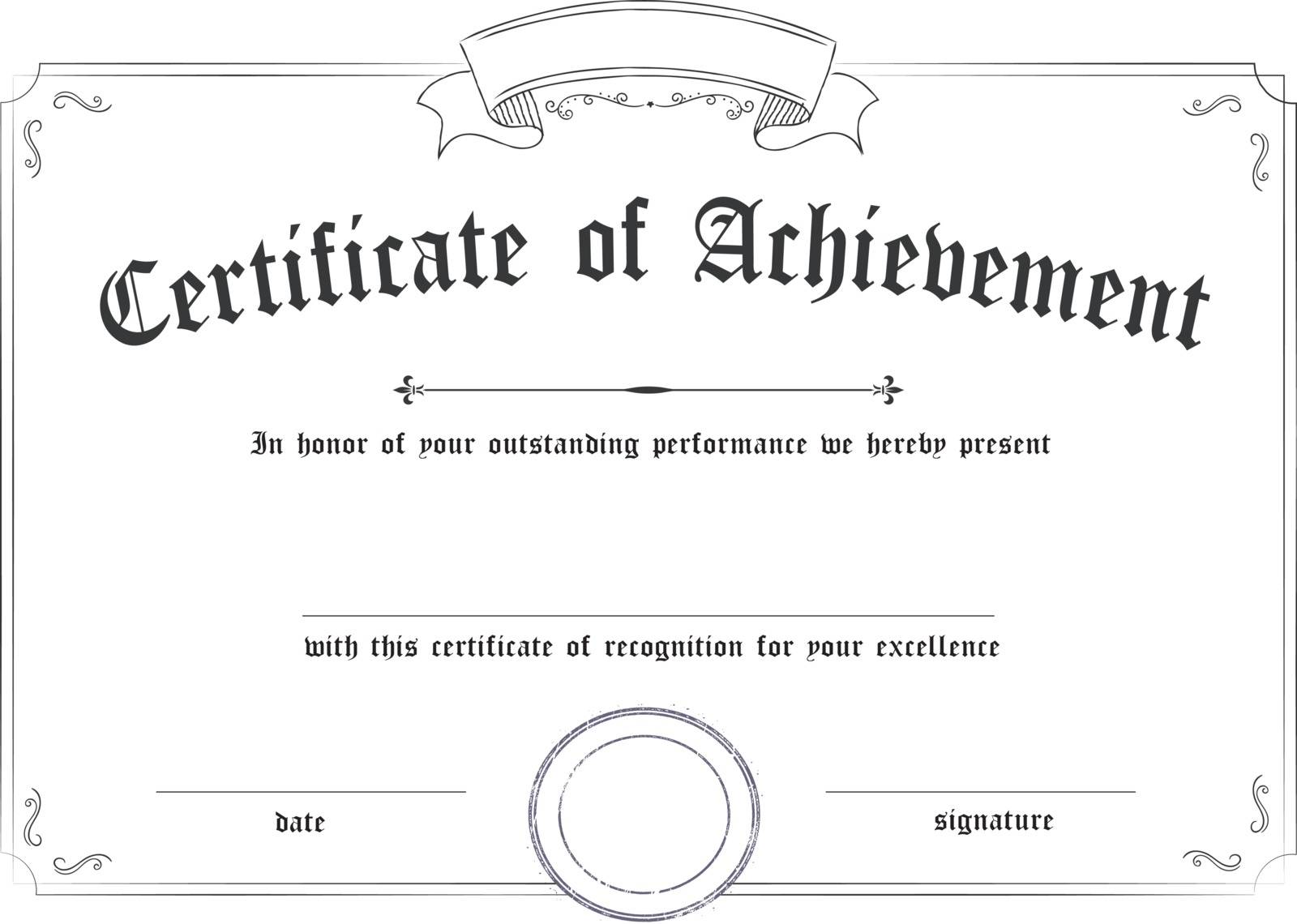 Horizontal classic retro certificate of achievement paper template white background, it’s ready to use