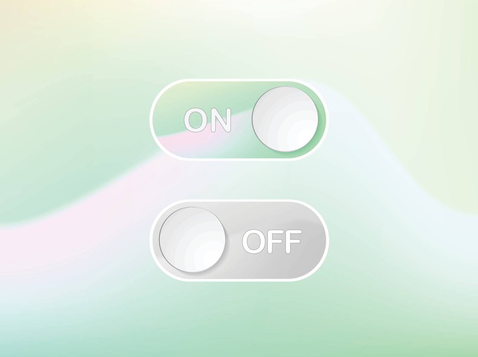 The Vector green interface icon On and Off Toggle switch holographic art button