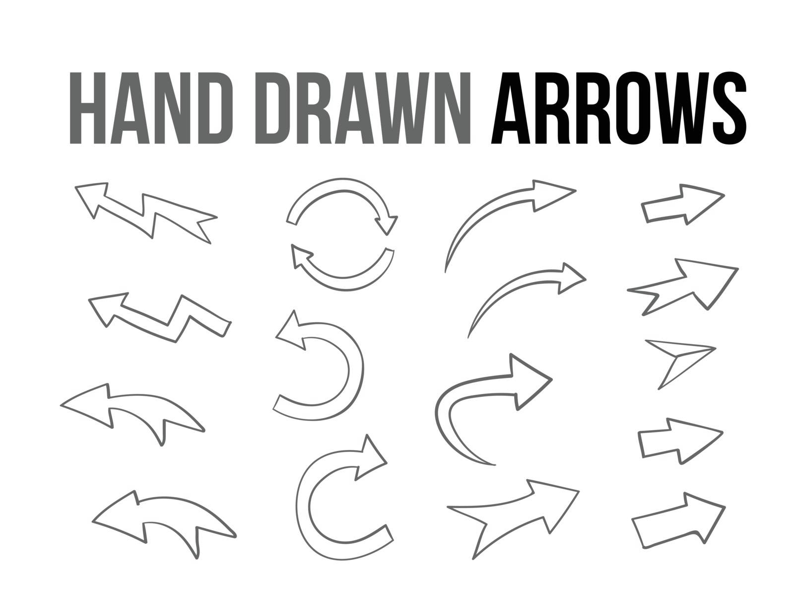 The vector hand drawn arrow design material collection set  on white background