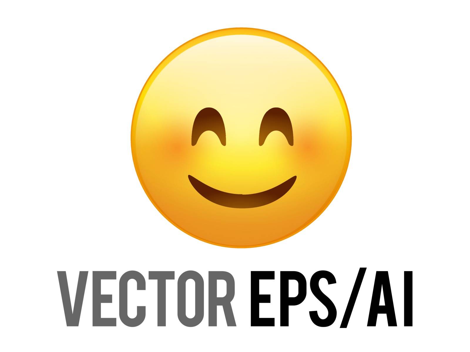 The isolated vector yellow happy smiley face icon with red cheek