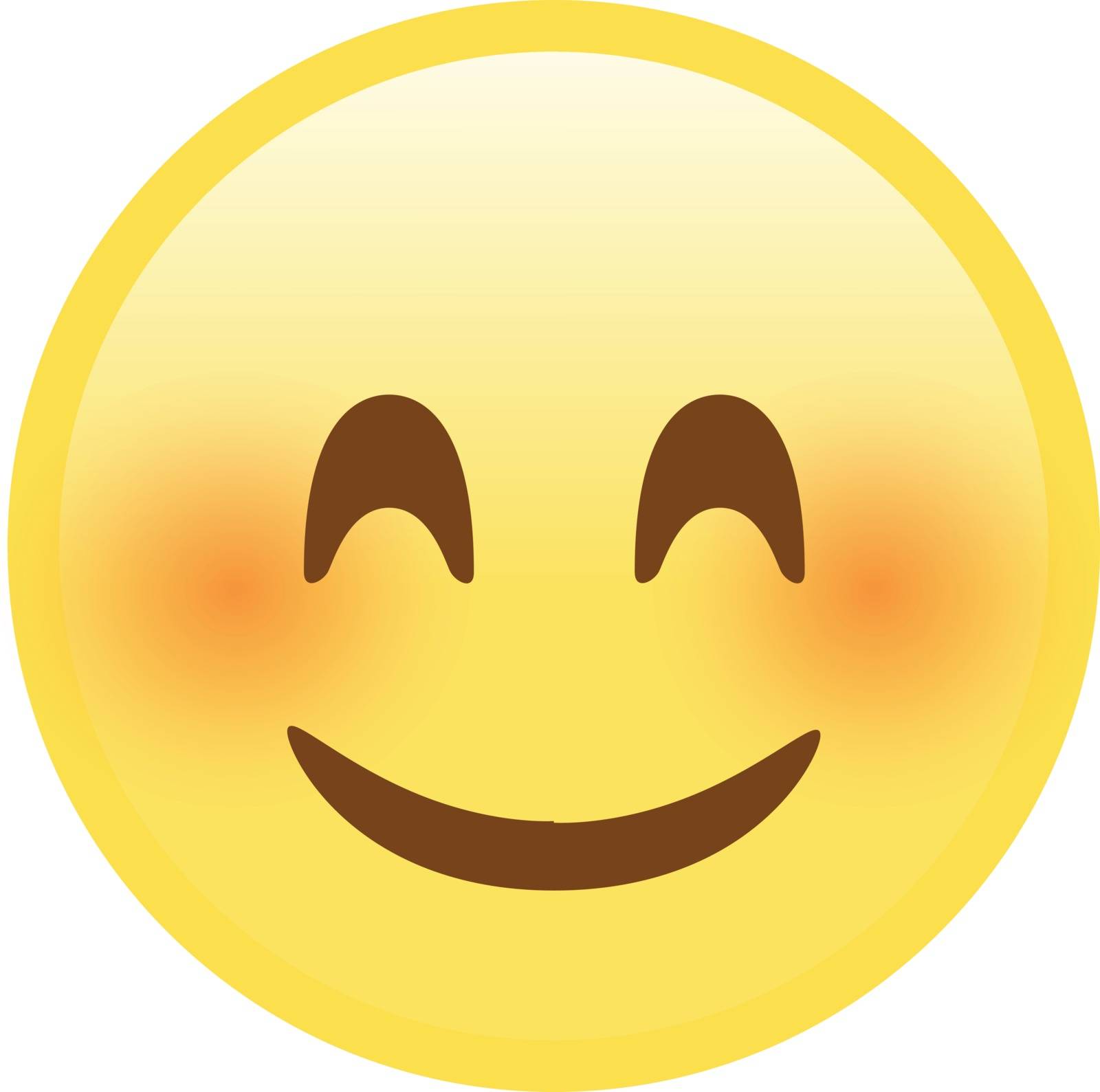 The isolated vector yellow happy smiley face icon with red cheek