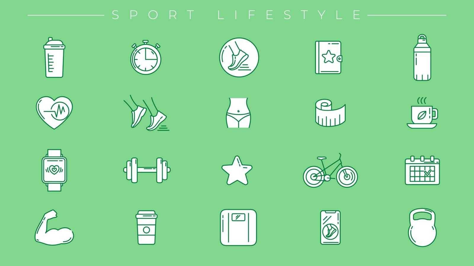 Set of Sport Lifestyle icons is one of the modern line icons sets on the theme of Healthy Lifestyle.