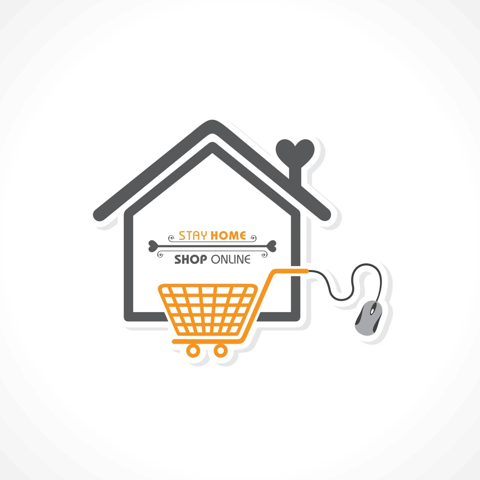 Vector Illustration for Stay Home, Stay Safe and Online shopping with free and express delivery Concept