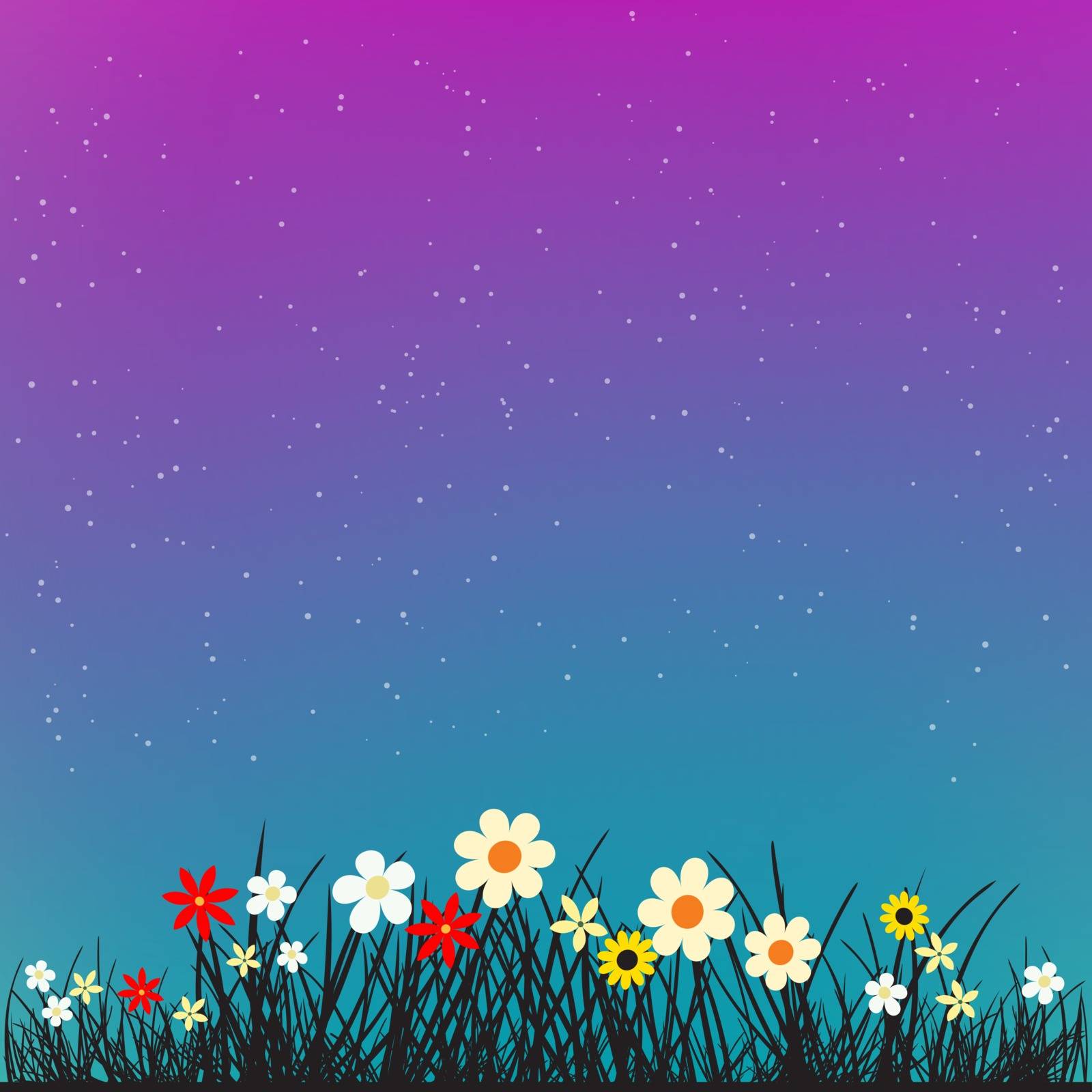 grass and flowers on night backdrop by romvo