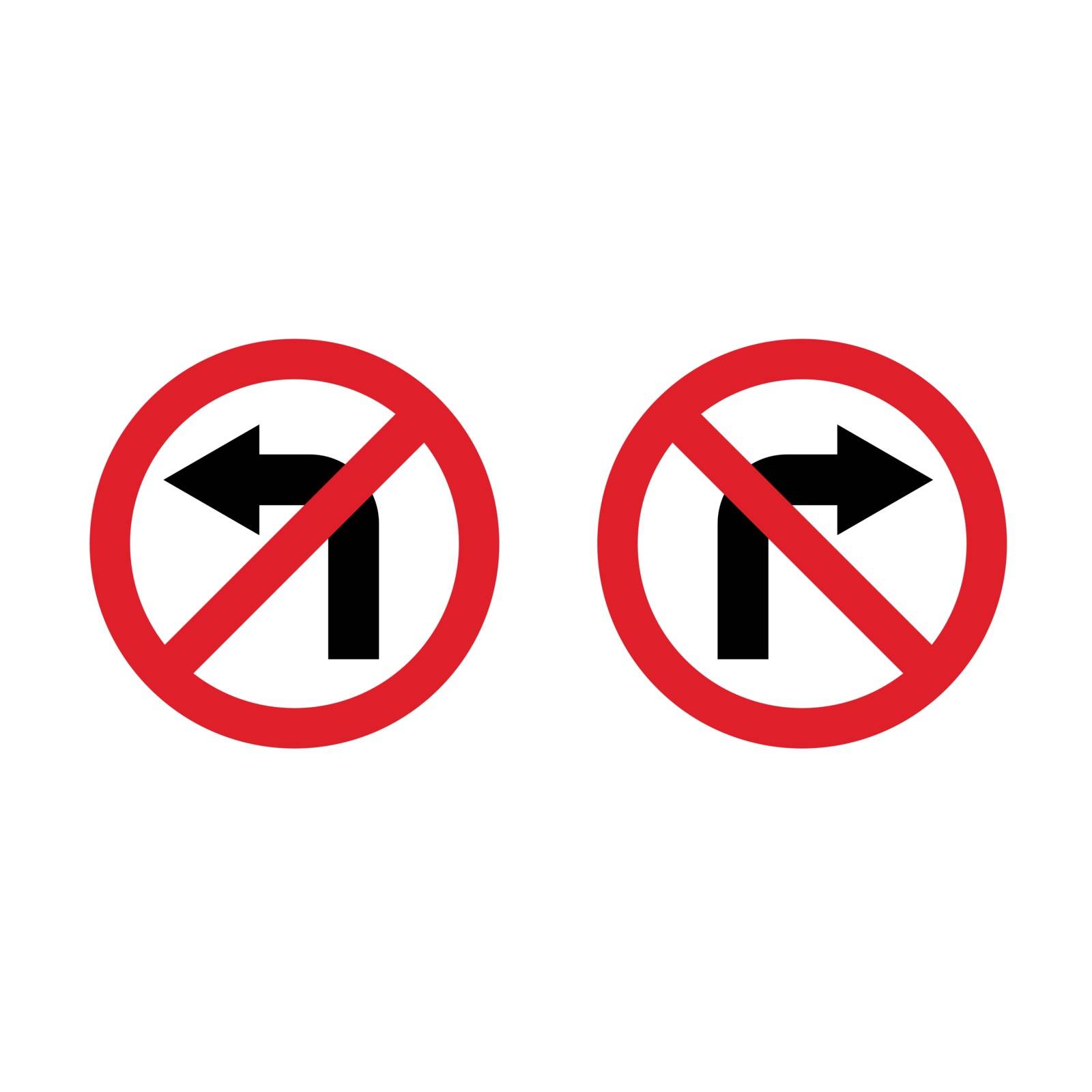No Turn Left or No Turn Right Sign Illustration Design. Vector EPS 10. by soponyono