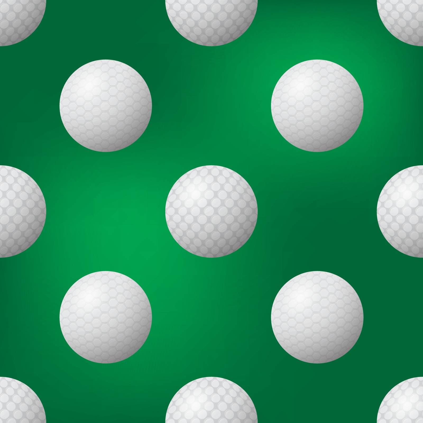 Realistic Golf Ball Icon Seamless Pattern on Blurred Green Background by valeo5