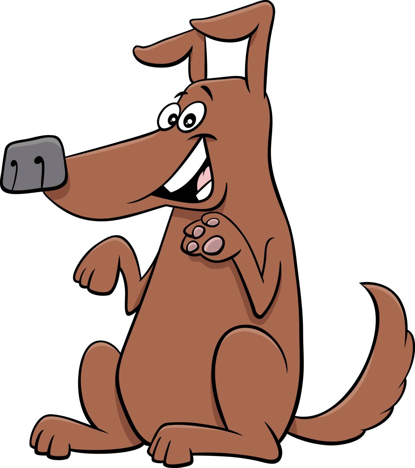 Cartoon Illustration of Funny Playful Brown Dog Comic Animal Character