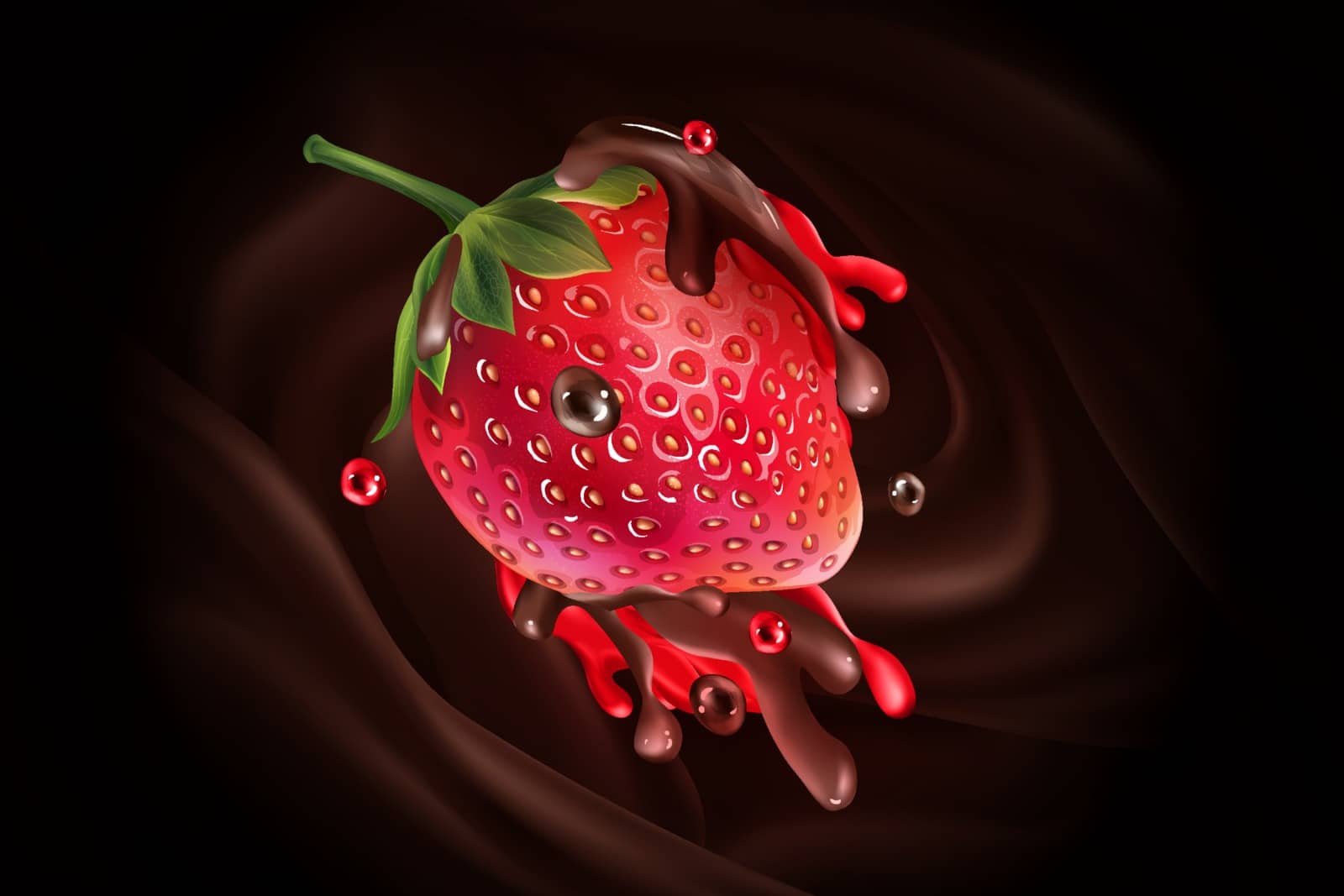 Strawberry in splashes of chocolate and juice. by ConceptCafe