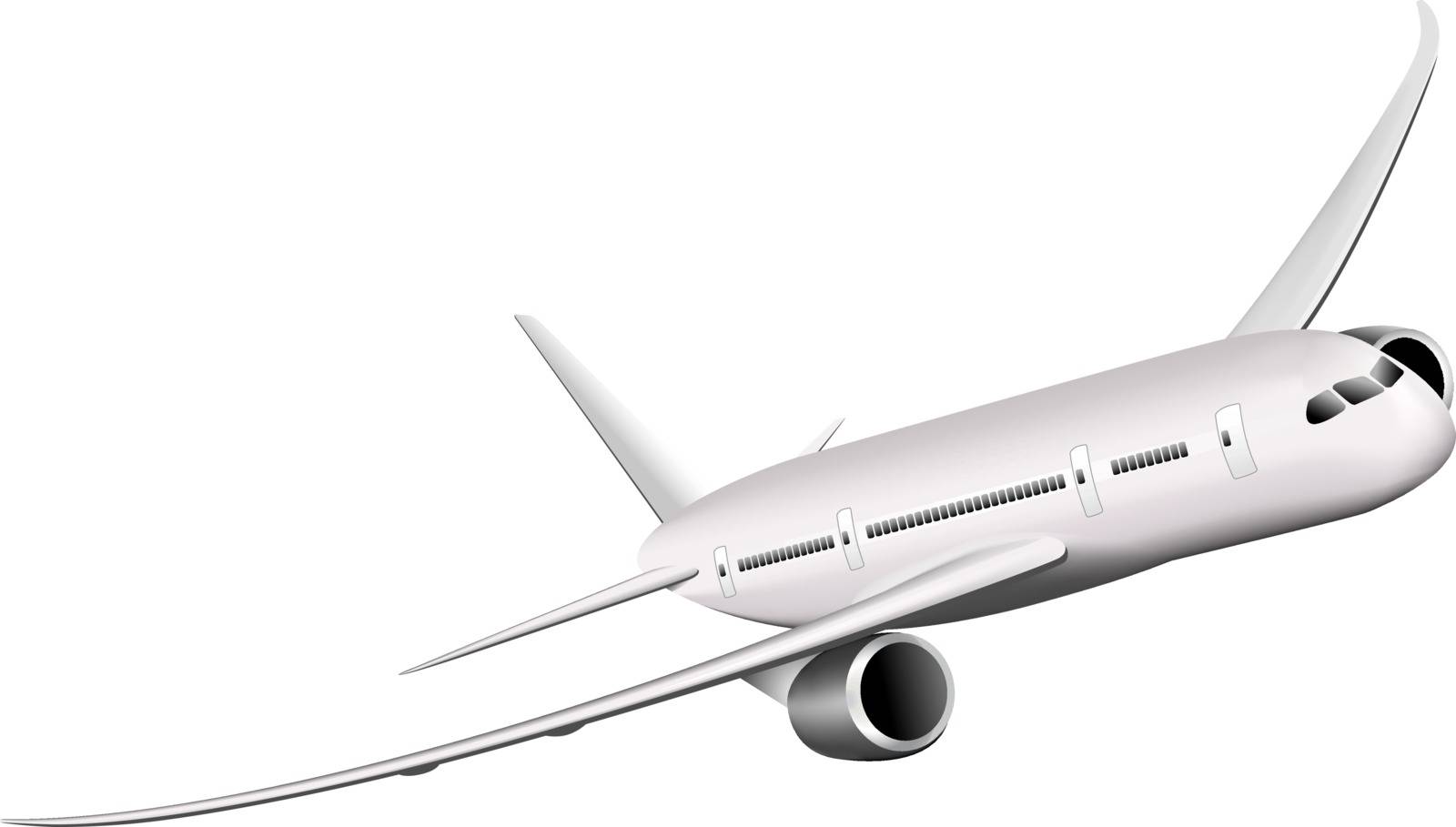 Passenger airplane on a white background. Large modern airliner. Vector illustration.