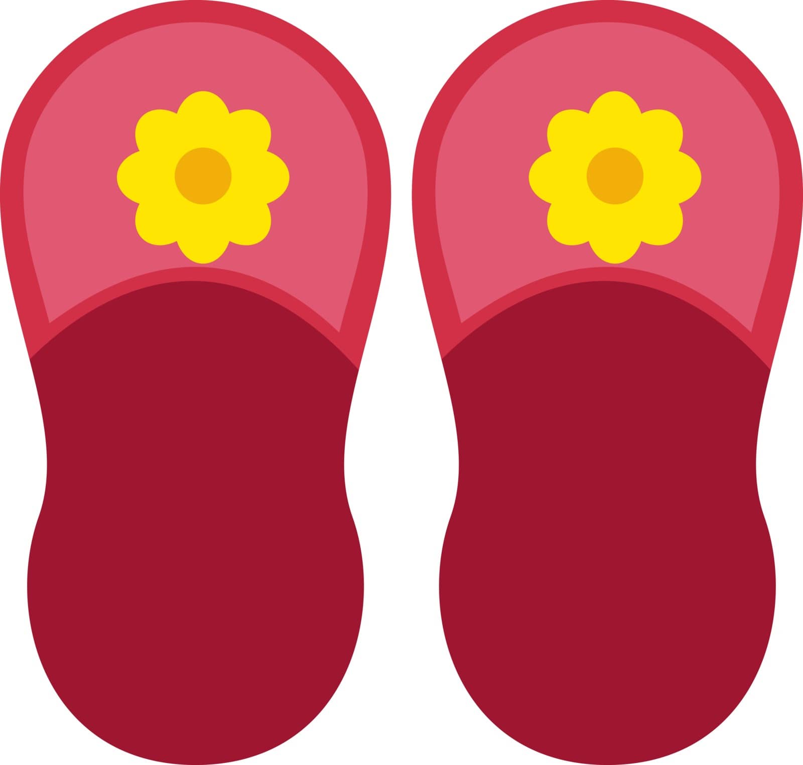 Red flip flops, illustration, vector on white background by Morphart