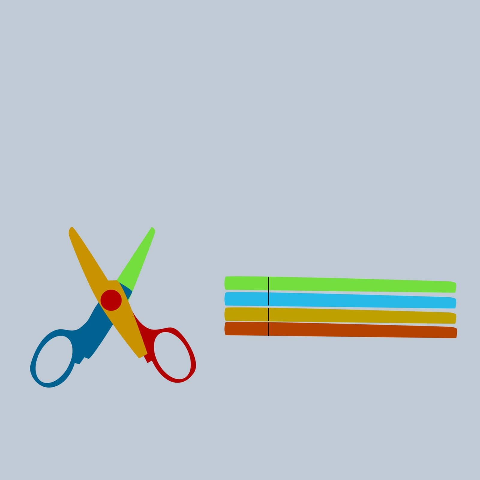 Colorful scissors, illustration, vector on white background.