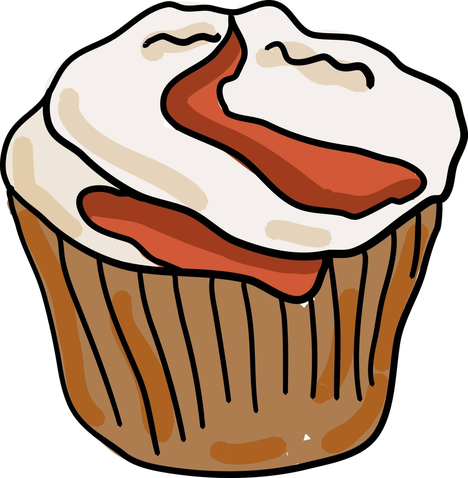 White cupcake, illustration, vector on white background. by Morphart