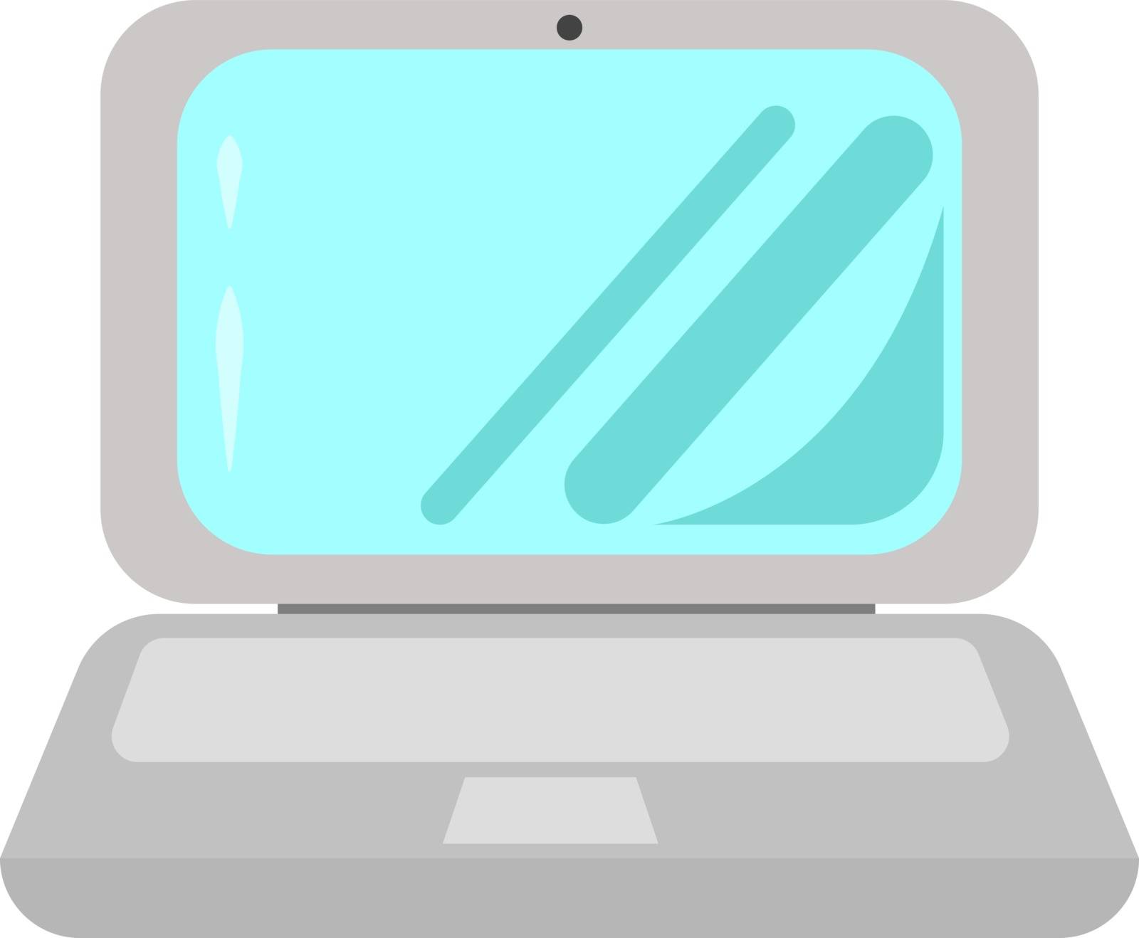 White laptop, illustration, vector on white background. by Morphart