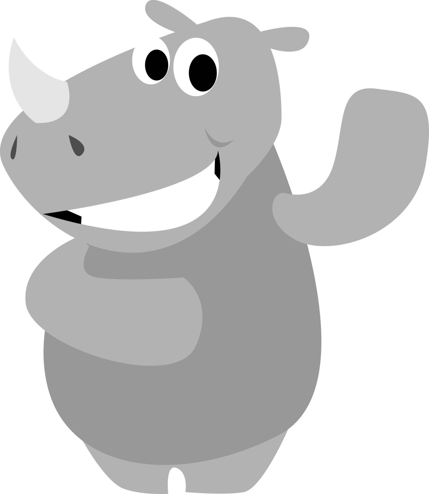 Happy rhino, illustration, vector on white background.