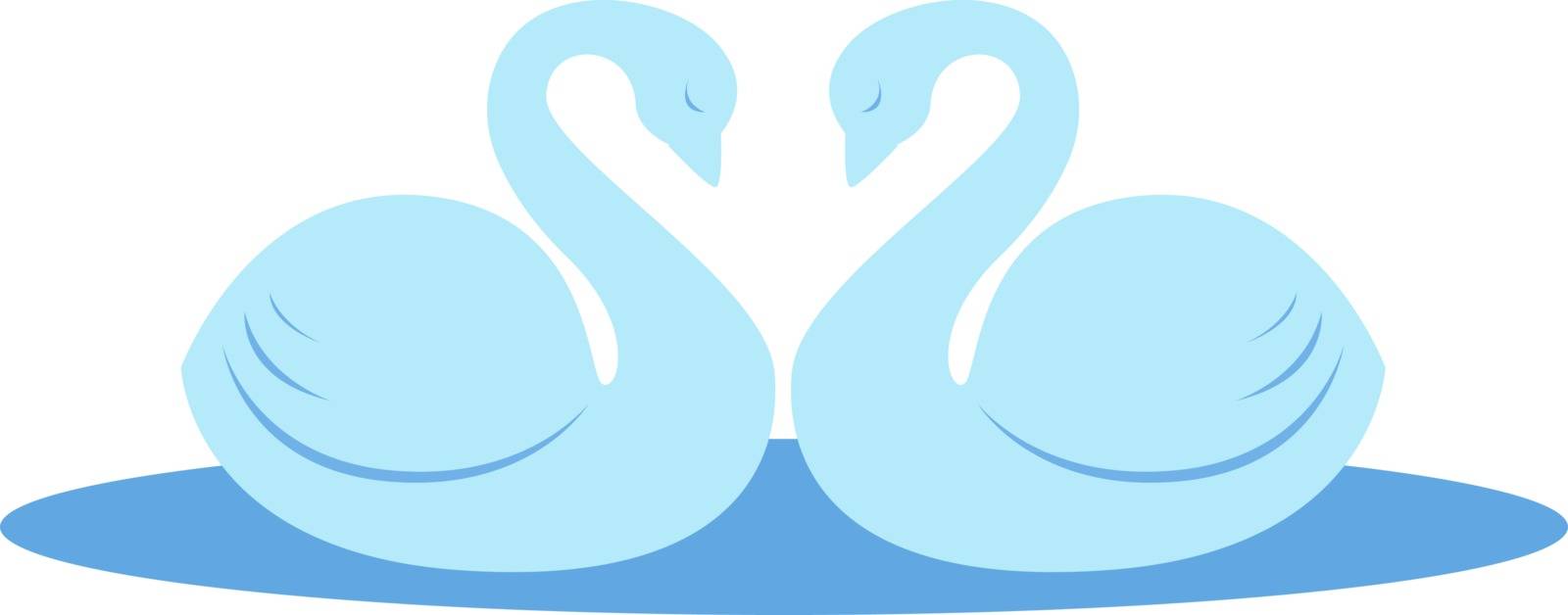 Pair of swans, illustration, vector on white background.