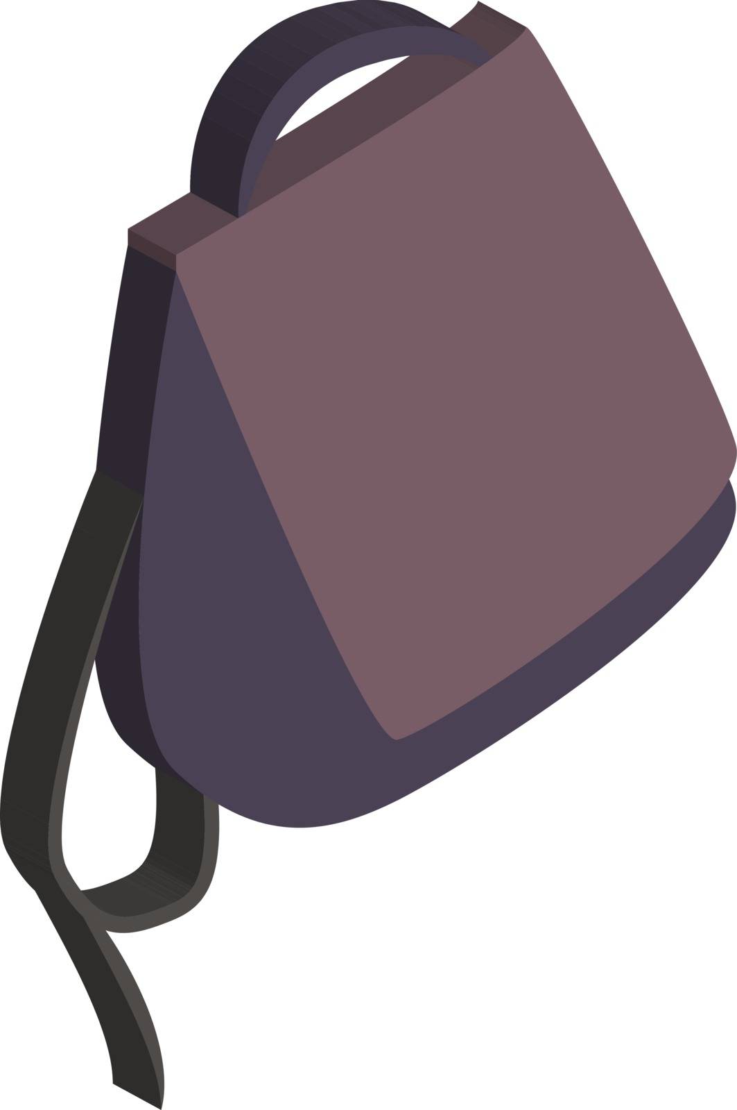 Purple bag, illustration, vector on white background.