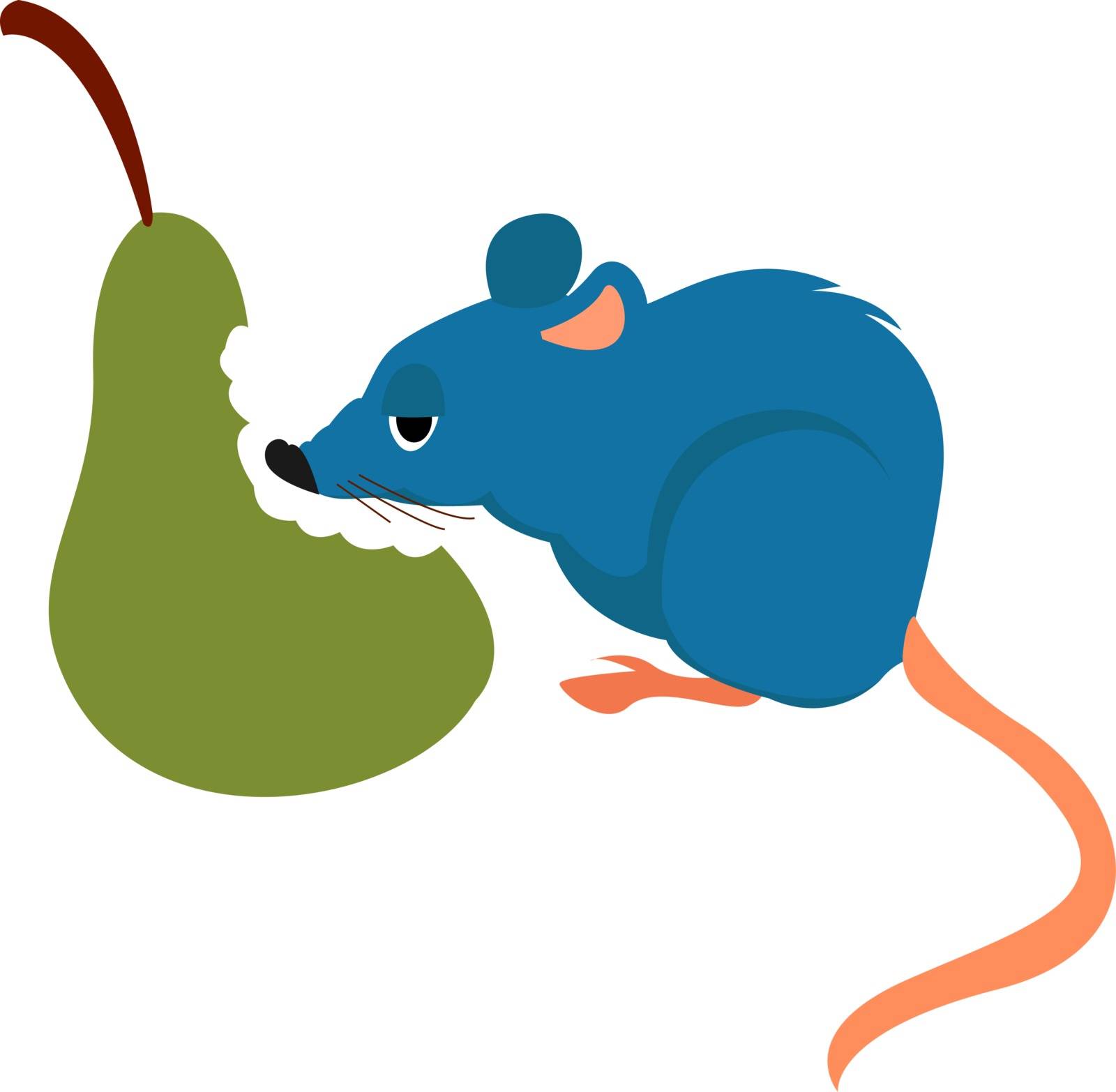 Rat and pear, illustration, vector on white background. by Morphart