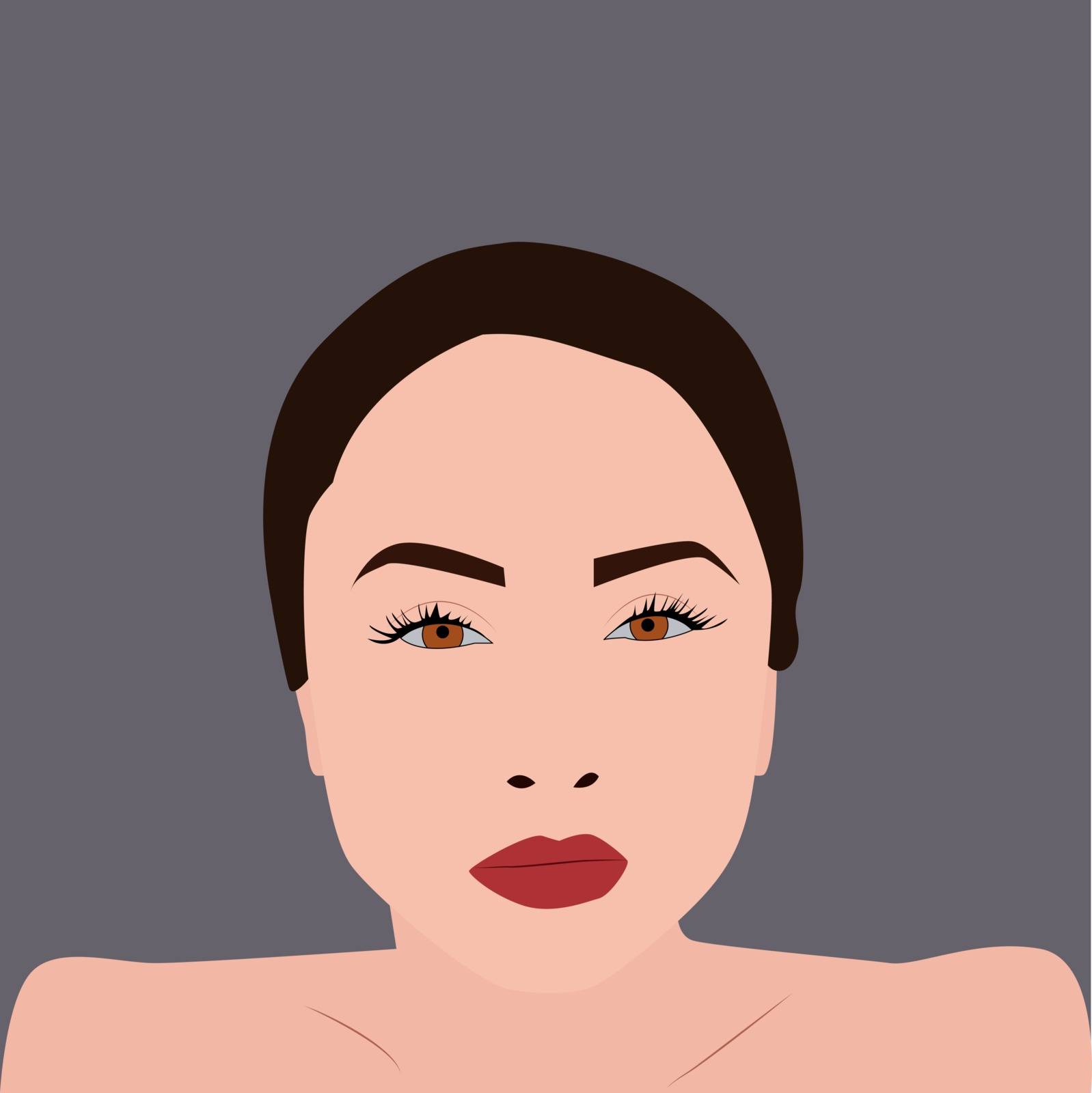 Woman with make up, illustration, vector on white background.