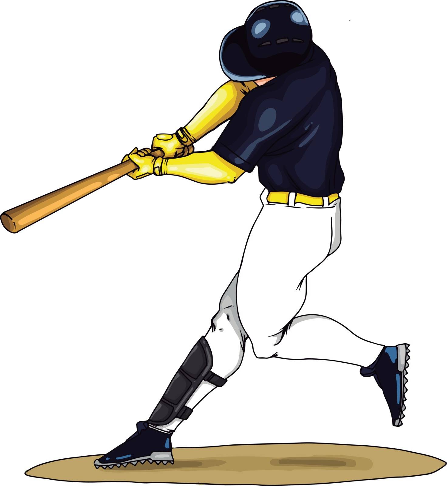Baseball player swings the bat, illustration, vector on white ba by Morphart