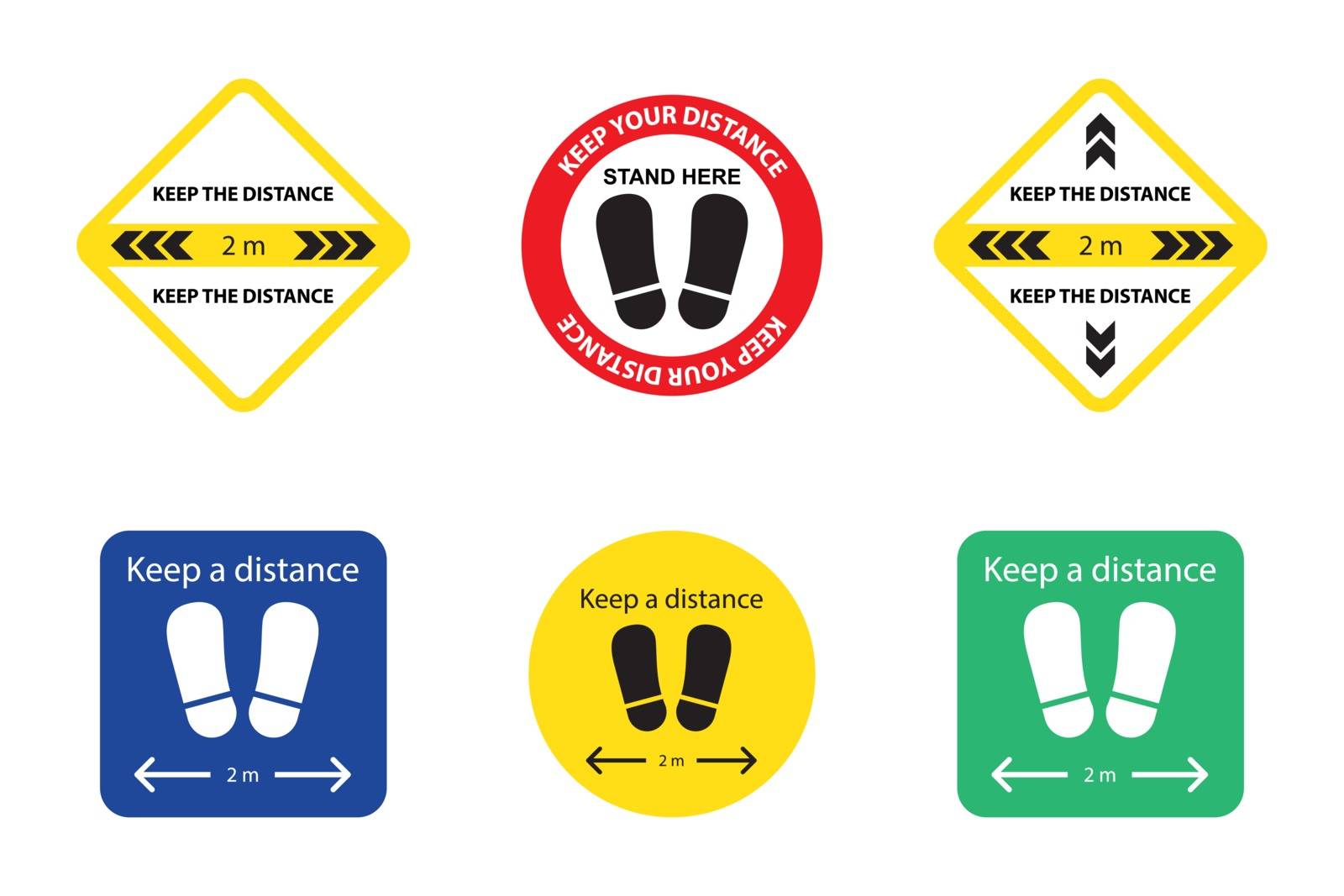 Keep your distance sign sticker for reopening business. New norm by atthameeni