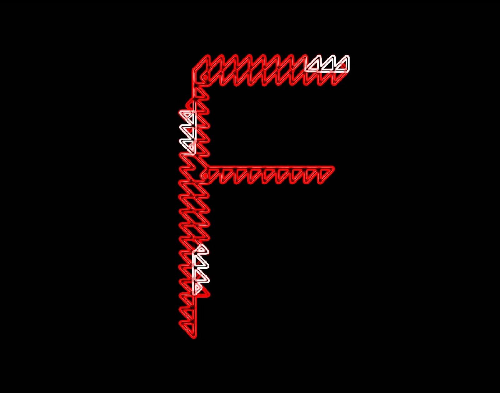 Image of a letter F in a neon jagged style.