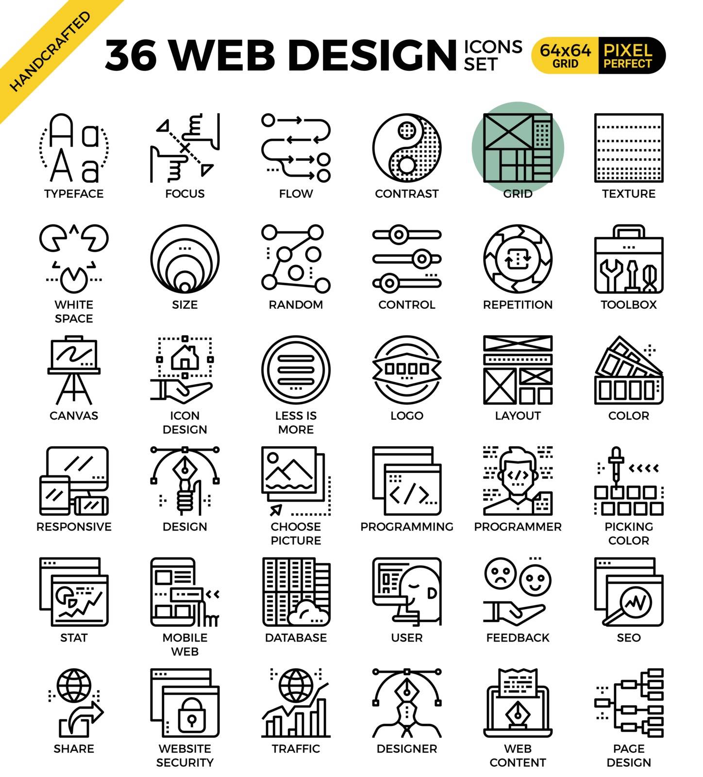 Web design outline icons concept in modern style for website or print illustration