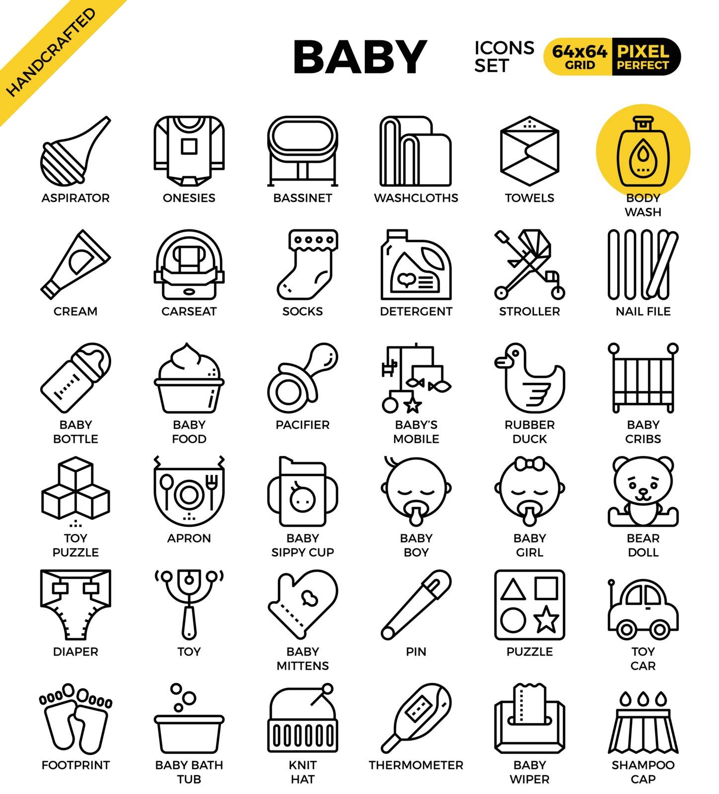 Baby outline icons by nongpimmy
