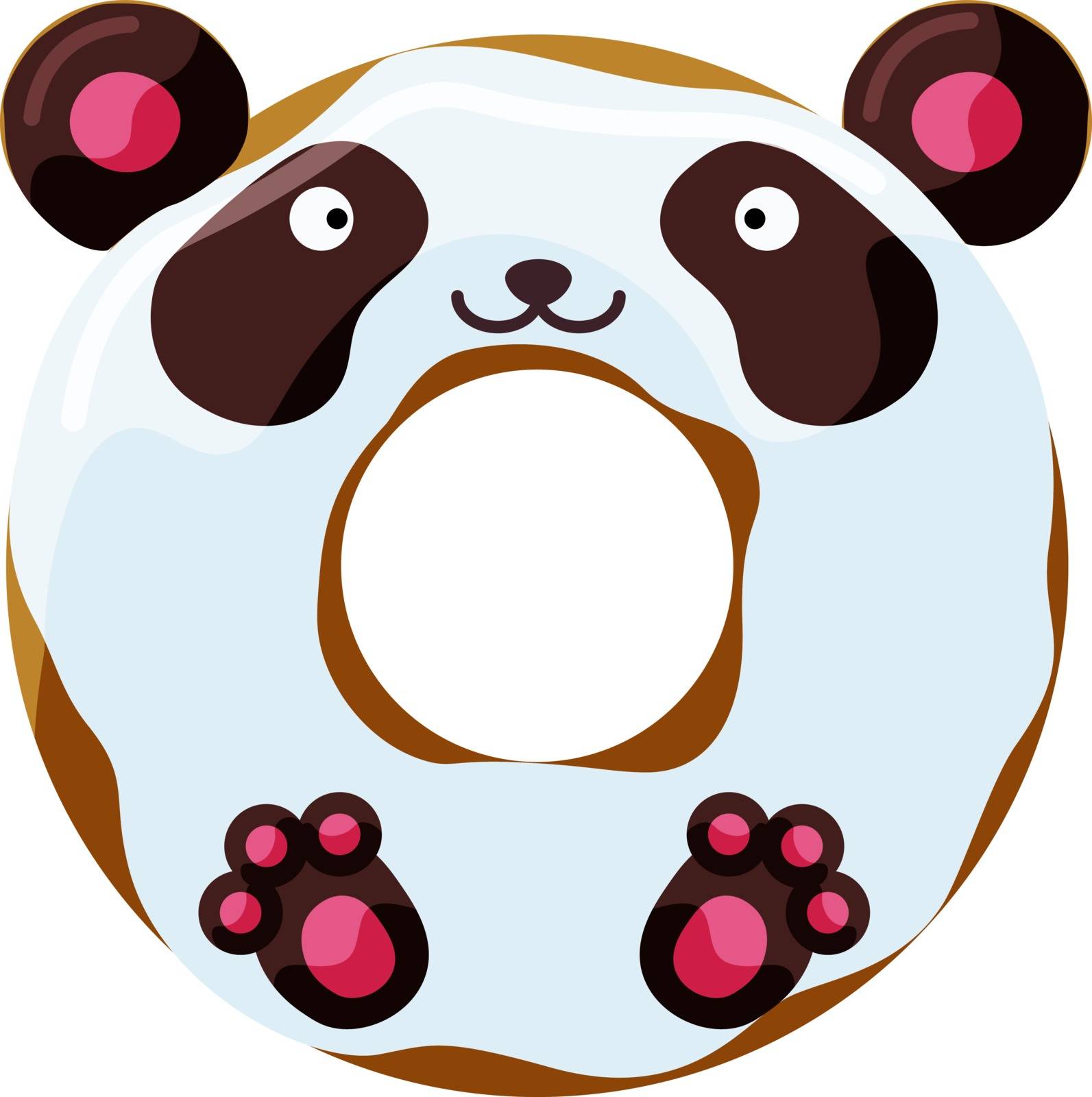 Cute panda donut isolated on white vector illustration. Cute cartoon character.