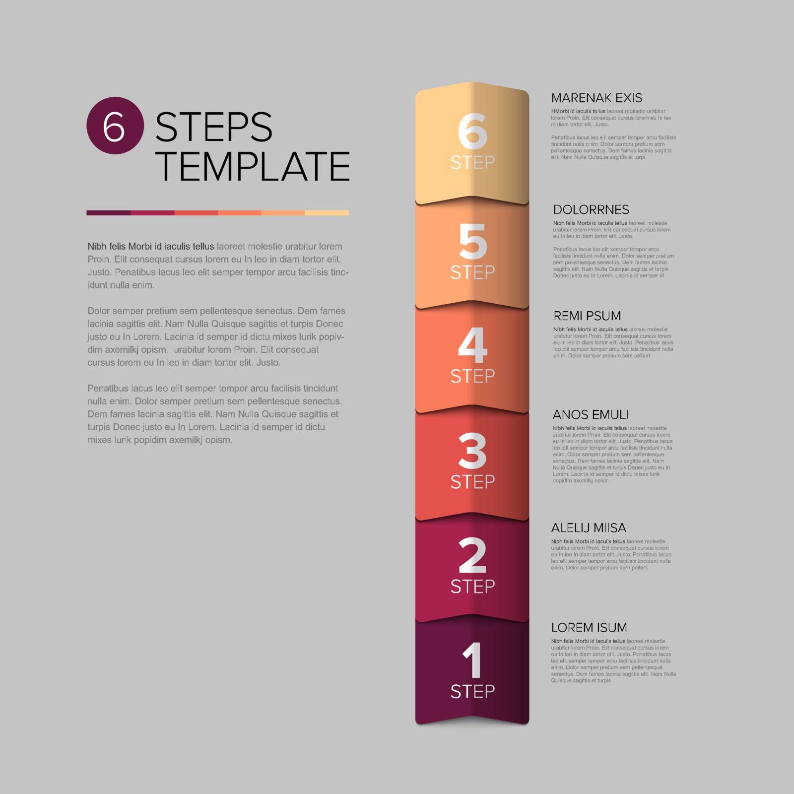 Vector progress six steps template by orson