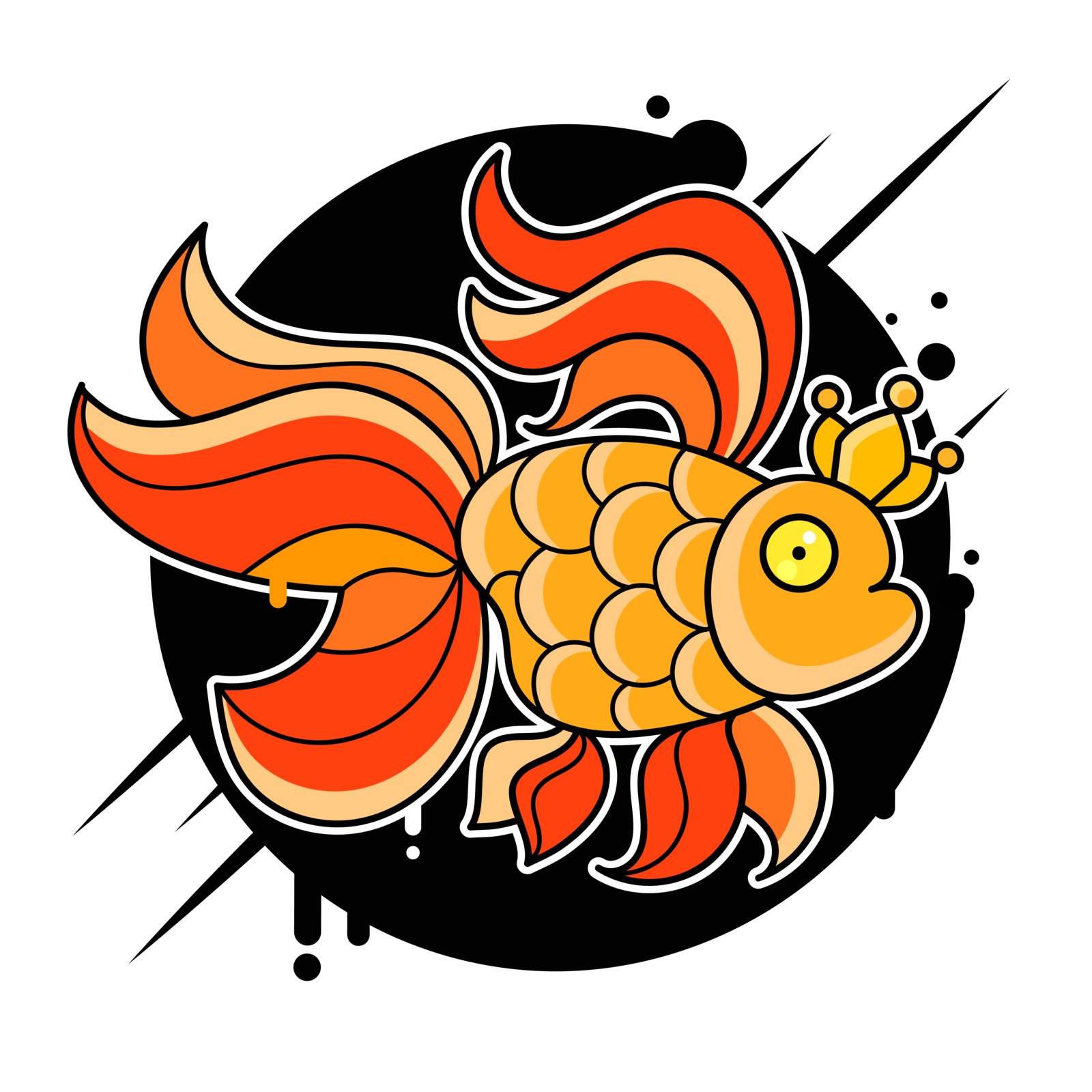 Gold Fish Logo Vector Illustration Suitable For Greeting Card, Poster Or T-shirt Printing.