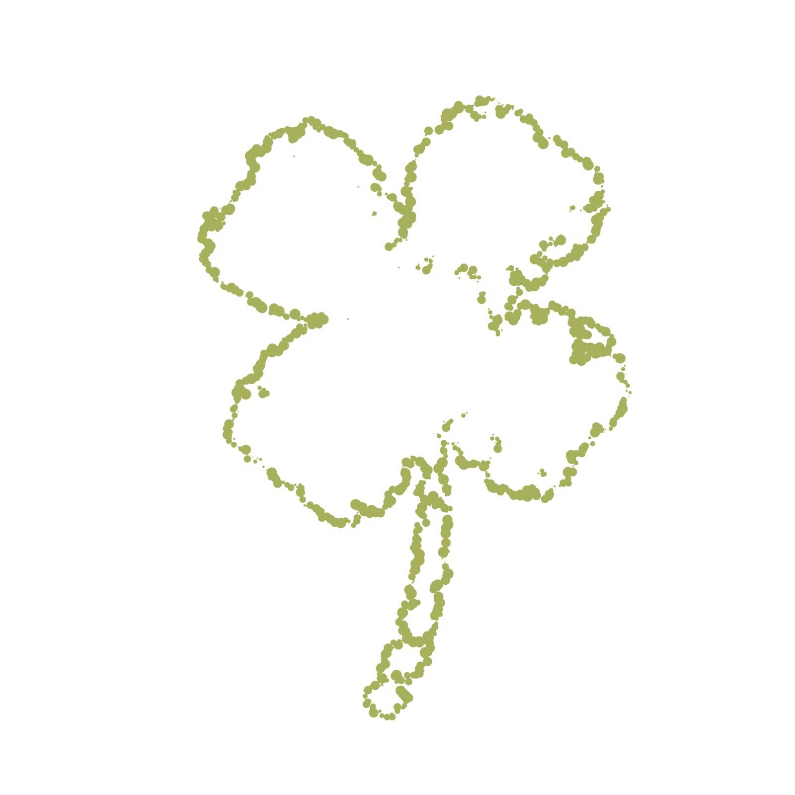 Grunge clover shamrock leaf contour isolated on a white background. Artistic distressed patrick day distress border element for your design. EPS10 vector