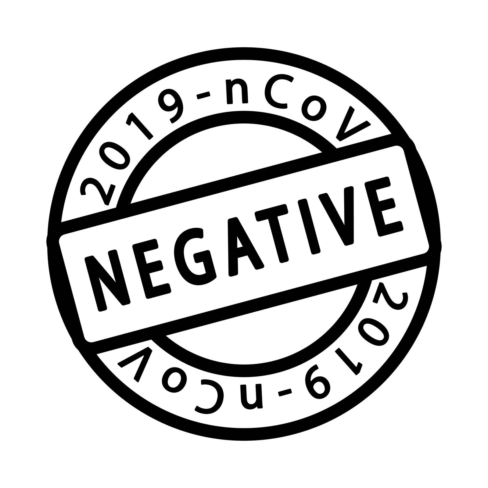 Covid19 virus health test pass circle stamp. 2019 nCov positive and negative round rubber ink mark. Sars cov-2 world pandemy creative design template. EPS10 vector.