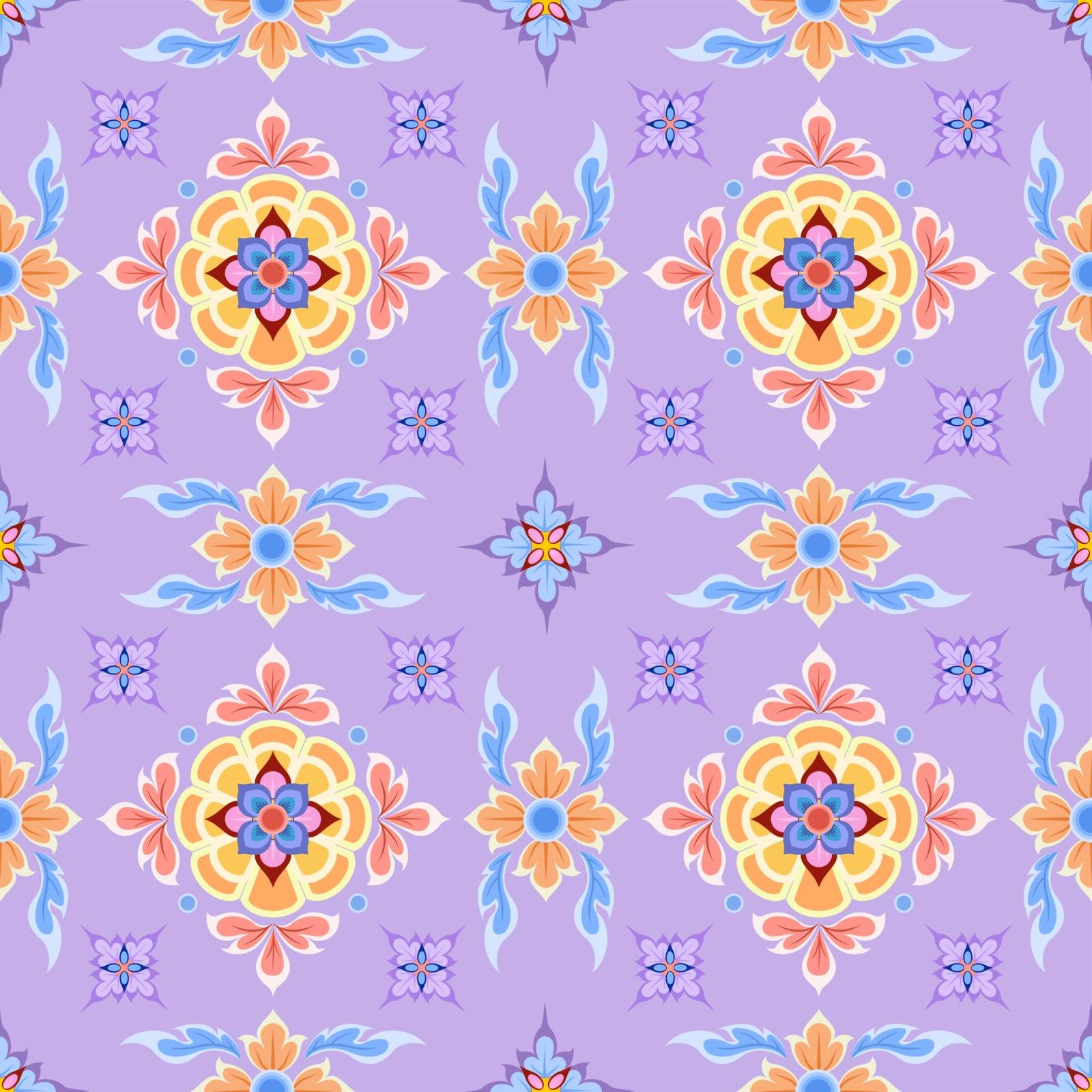 Thai traditional art on violet color background pattern.